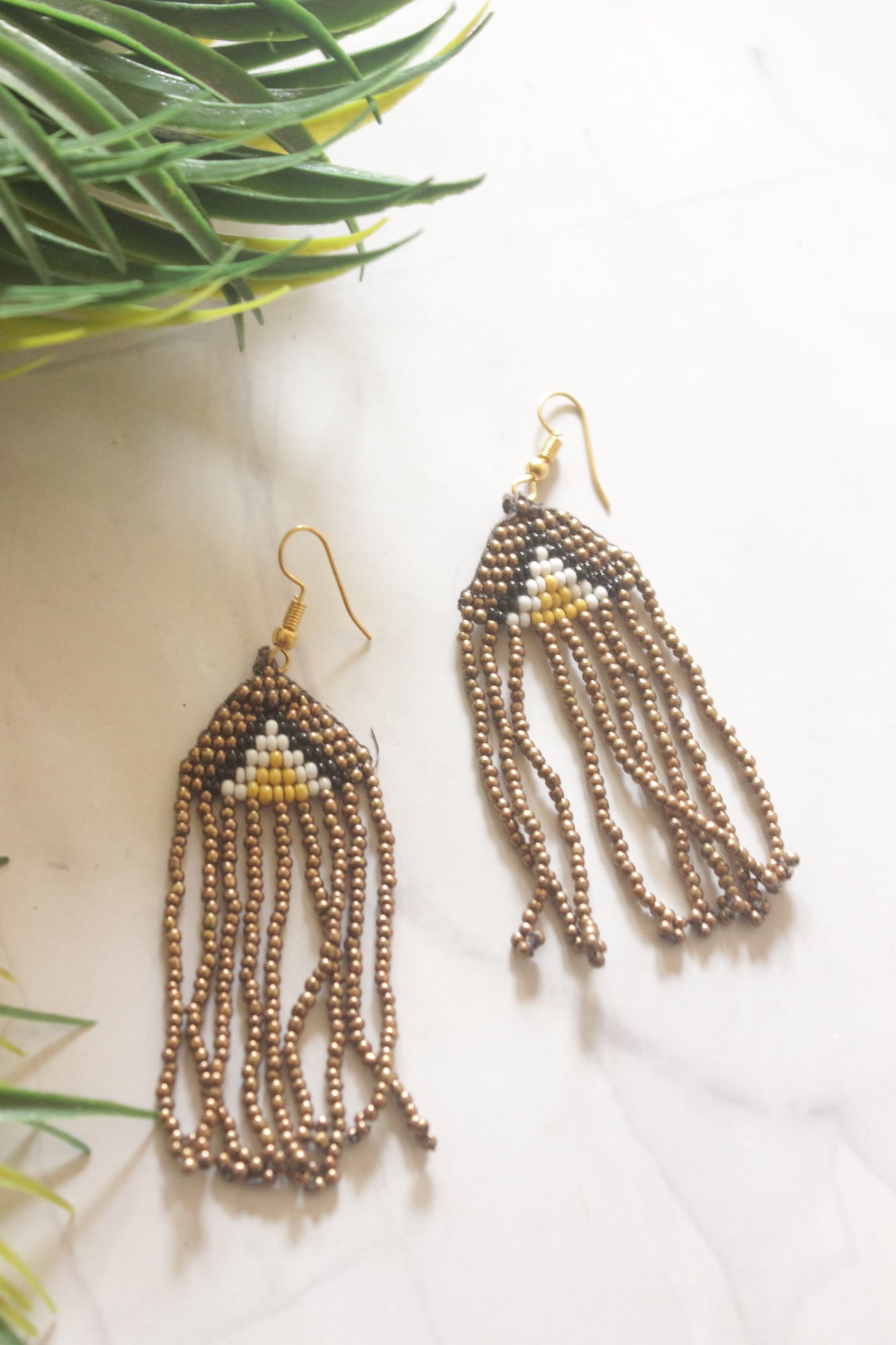 Bronze Hand Beaded Long Necklace Set