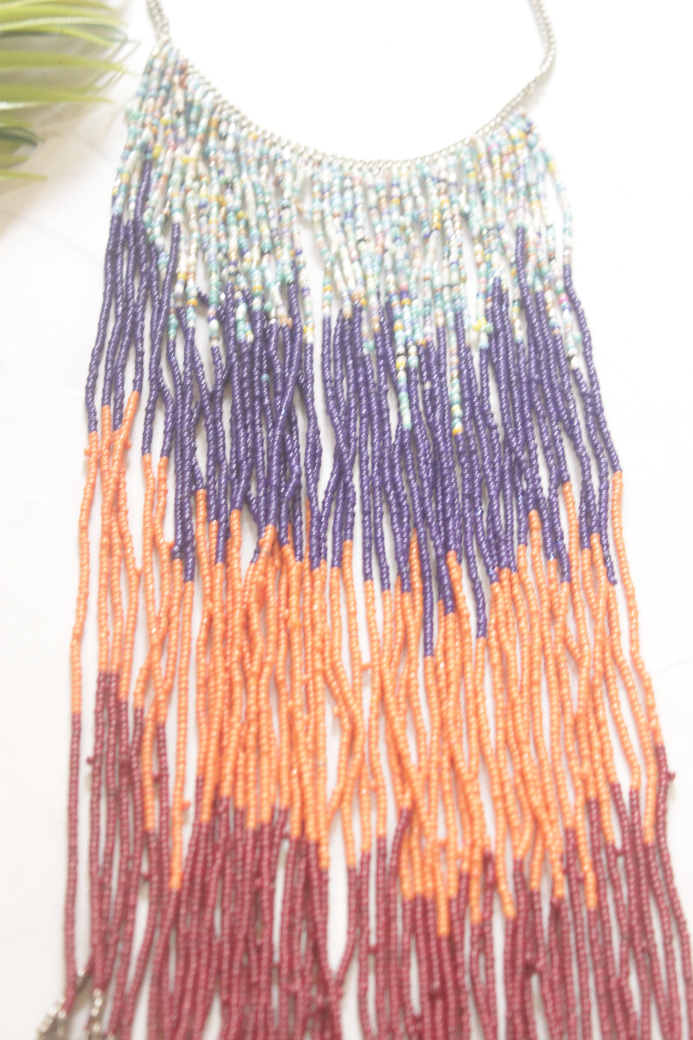 Sunset Ombre Multi-Strand Beaded Waterfall Necklace