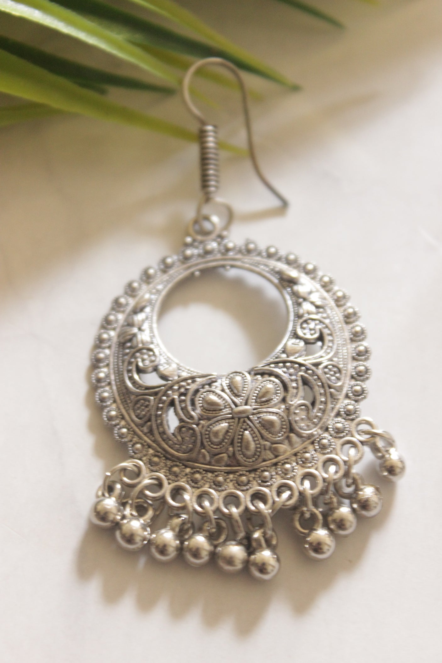 Silver Finish Metal Earrings