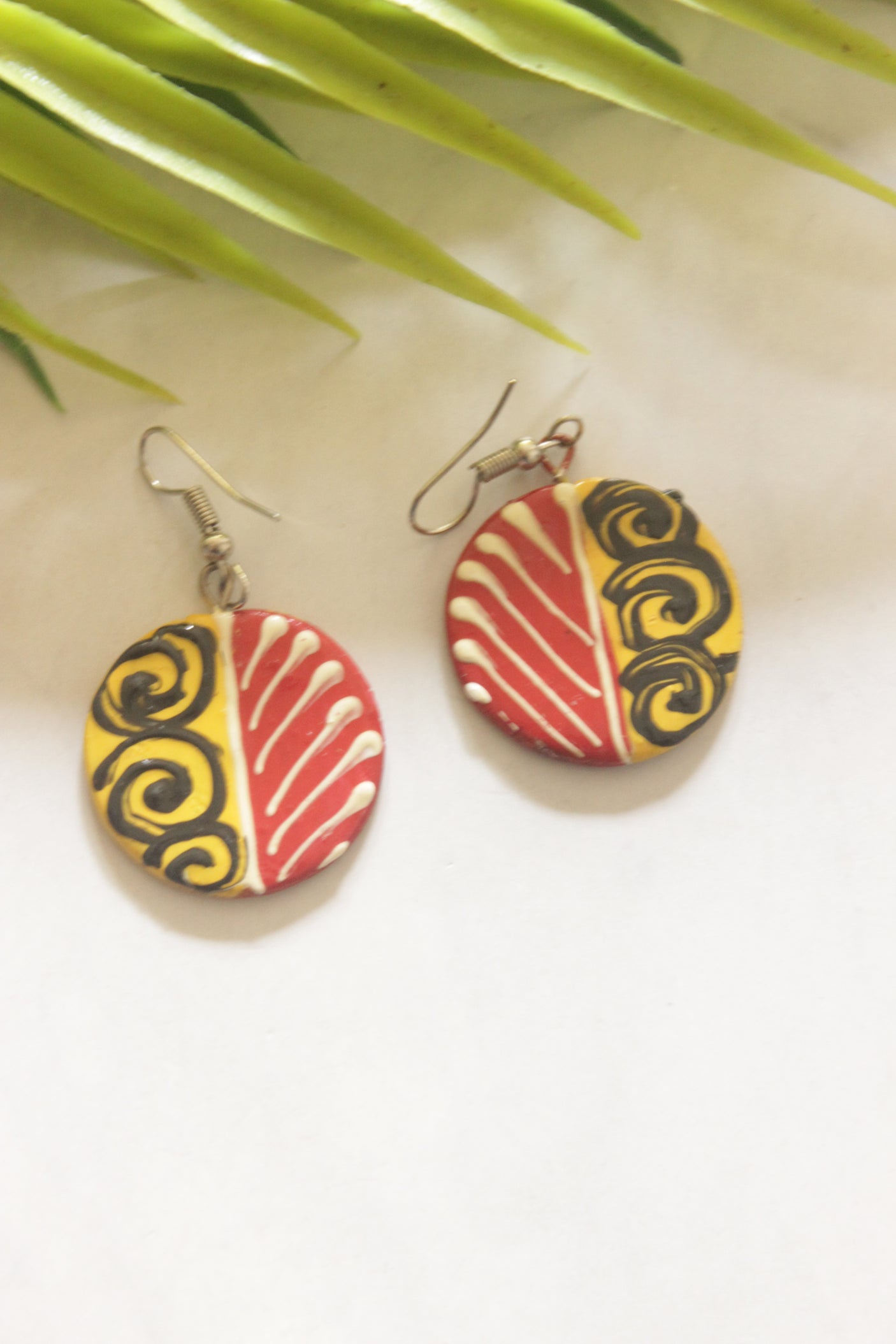 Vibrant Multicolour Folk Pattern Hand-Painted Ceramic Necklace Set