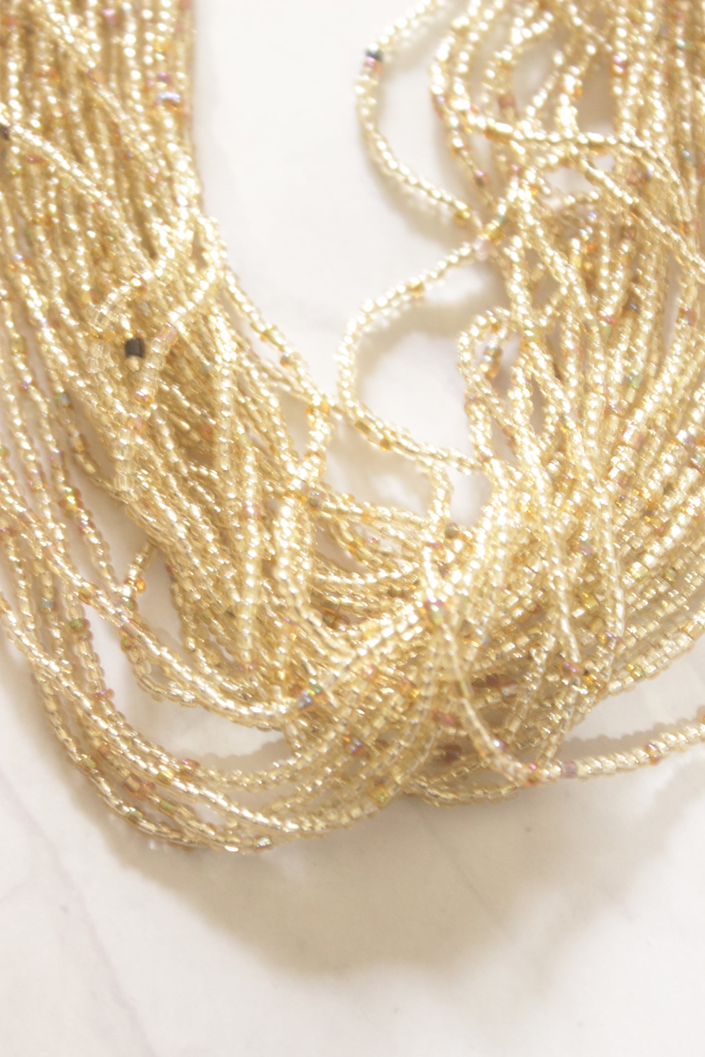 Golden Shimmer Beads Hand Beaded Multi-Layer Necklace
