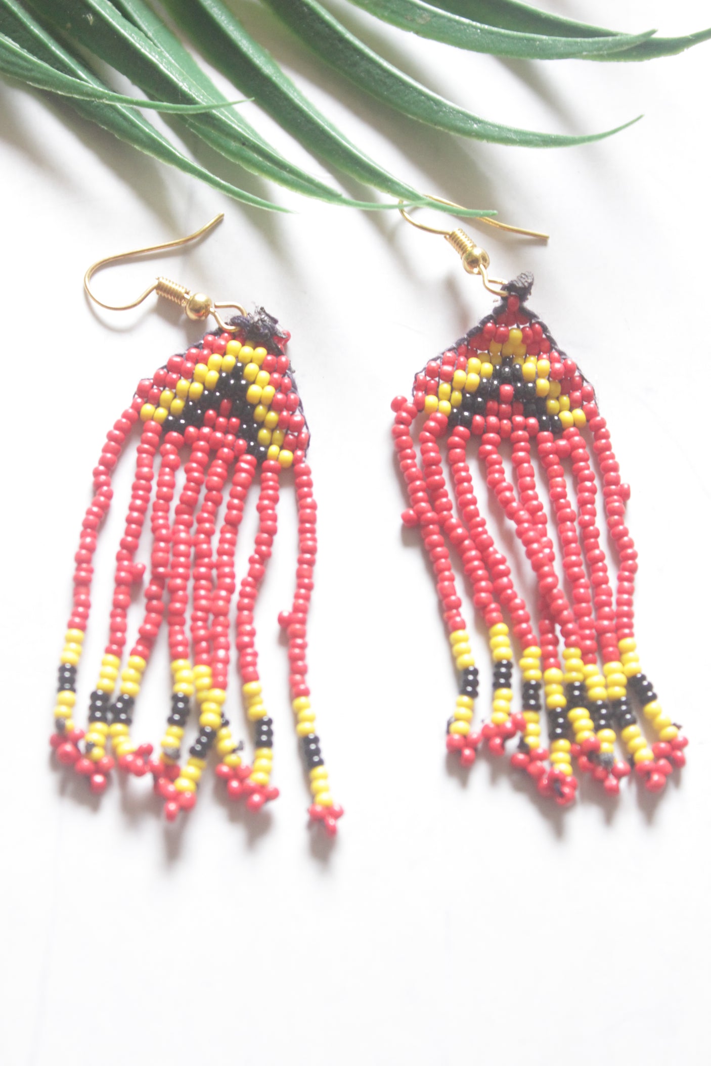 Red and Blue Hand Beaded Long Necklace Set