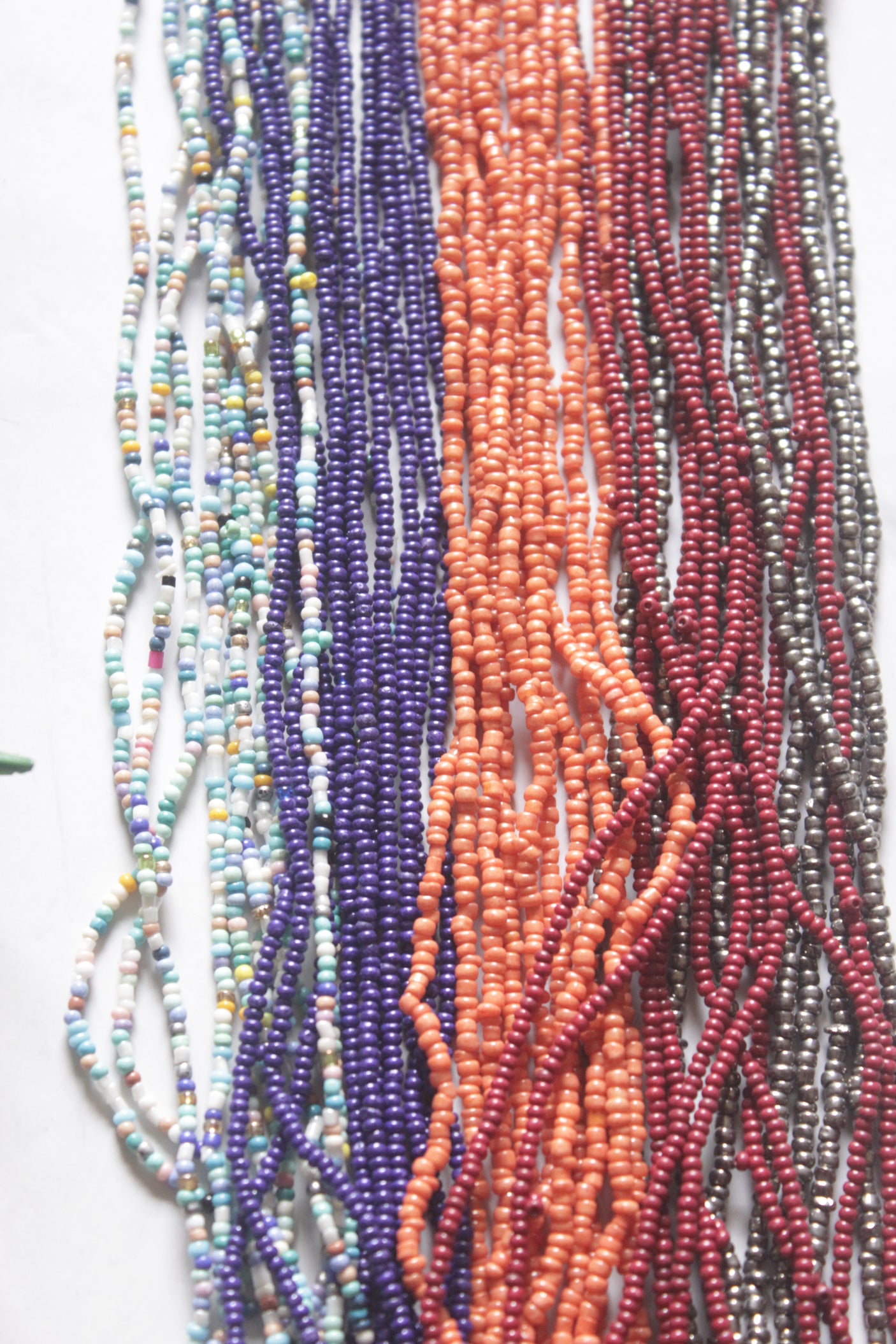 Multi-Color Seed Beads Long Fringe Waterfall Necklace