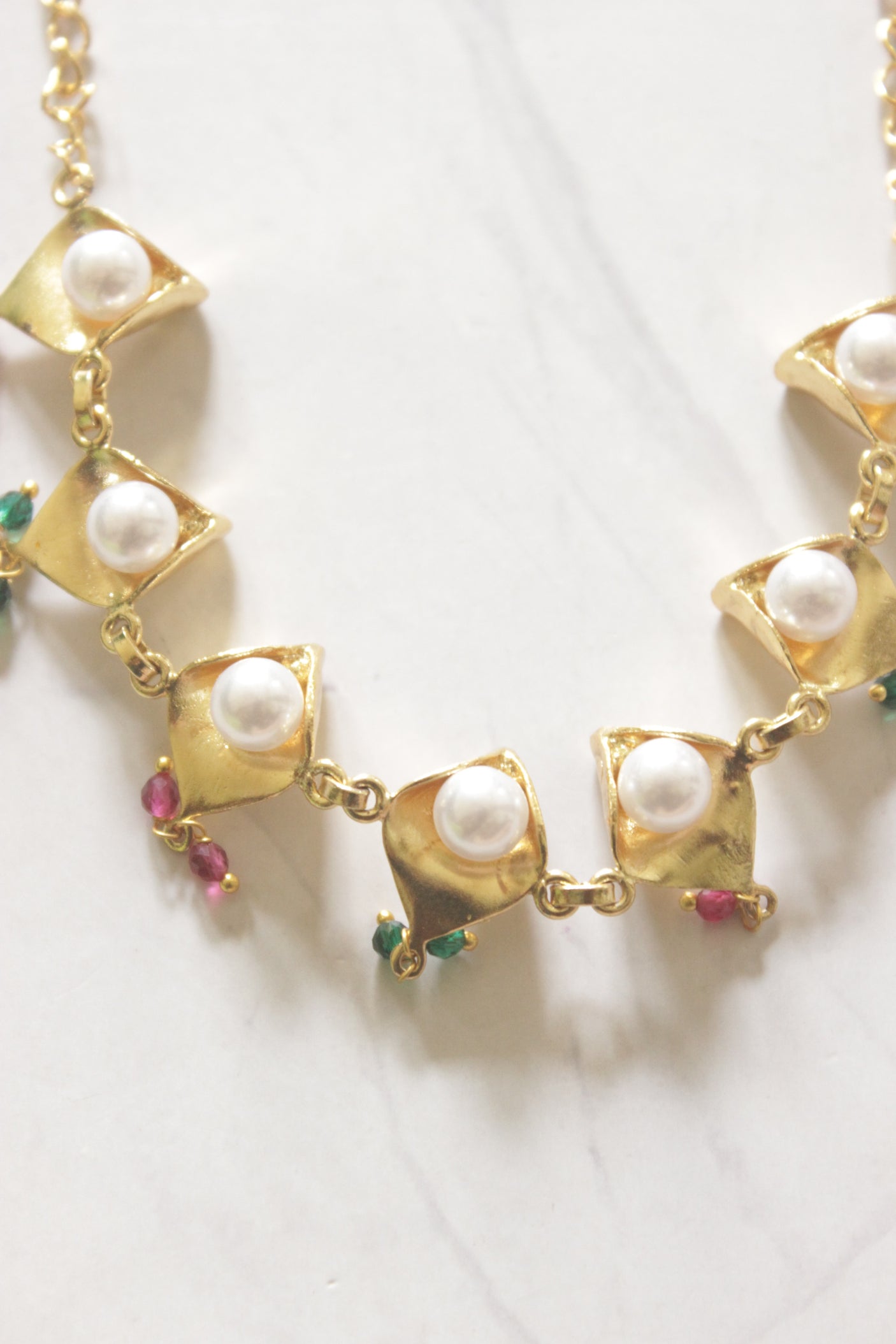 Gold-Toned Gulnaar Pearl Floral Charm Necklace