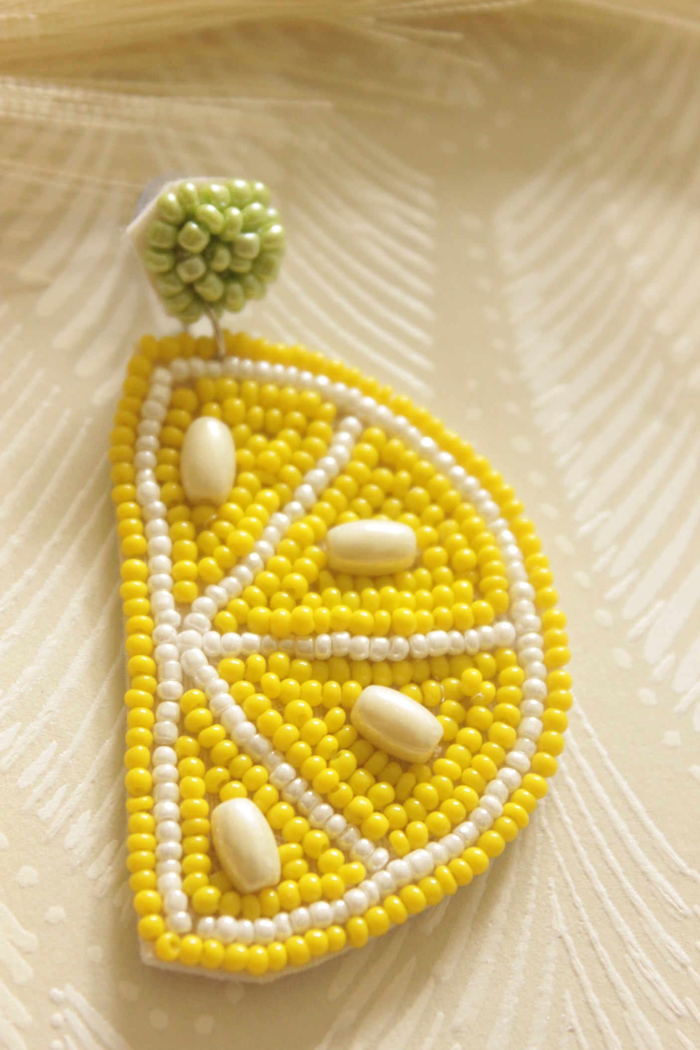 Vibrant Hand Beaded Lemon Earrings