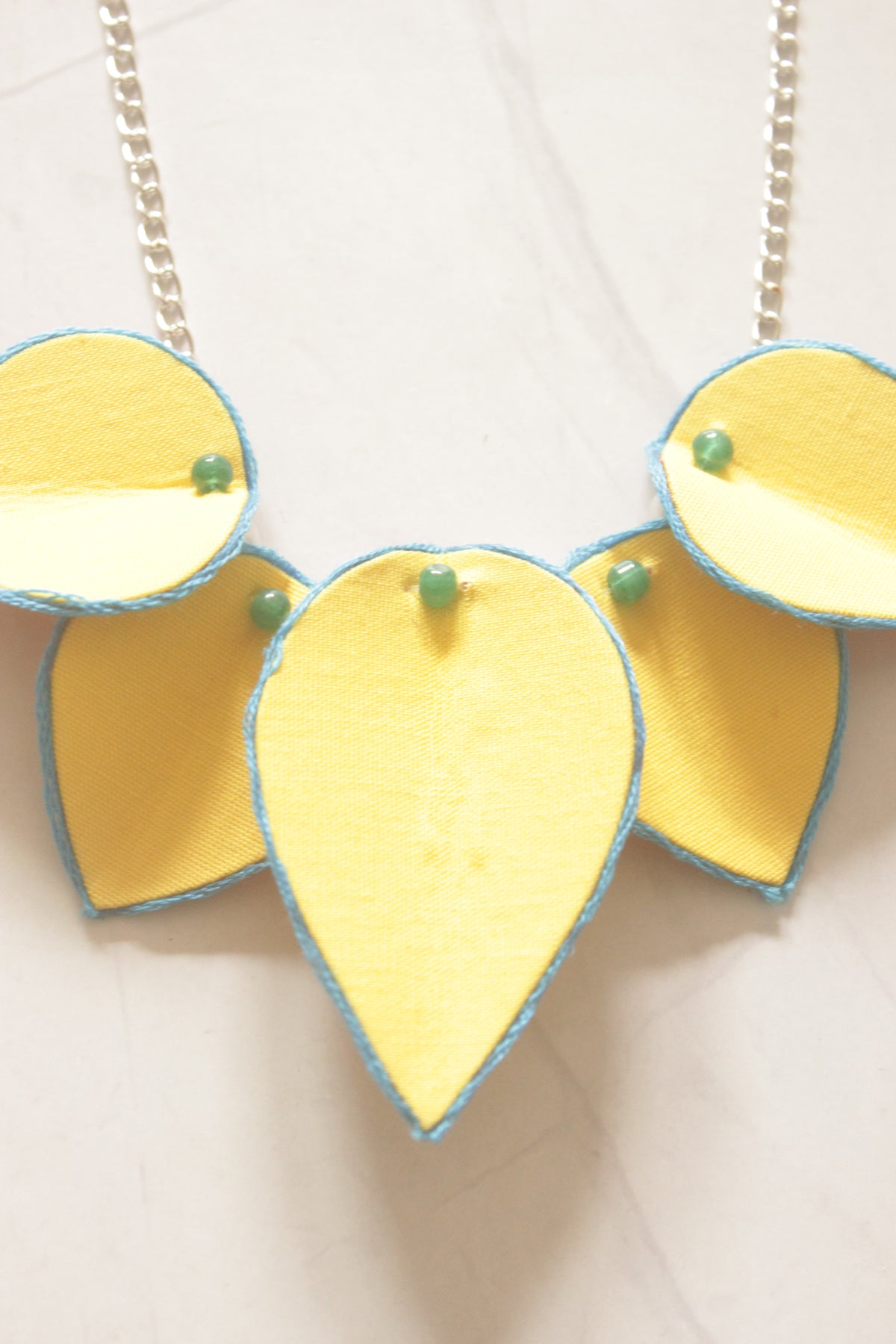Yellow Flower Petals Handmade Fabric Necklace Set
