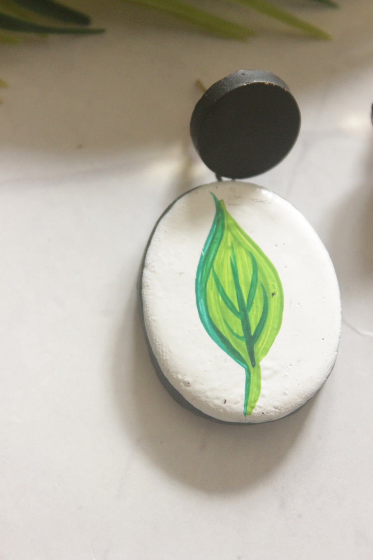 Leaf Hand Painted Terracotta Clay Earrings