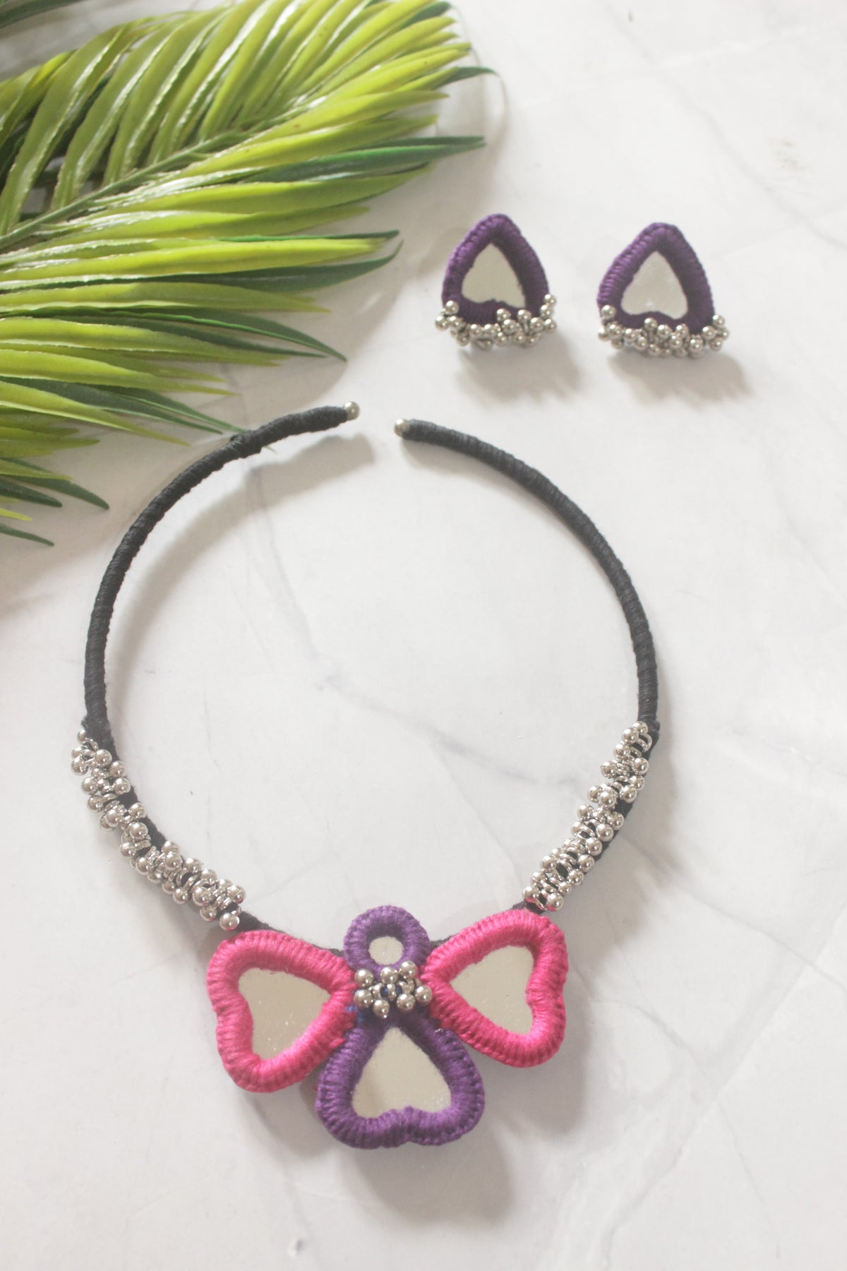 Handmade Fabric Choker with Mirrors and Ghungroos