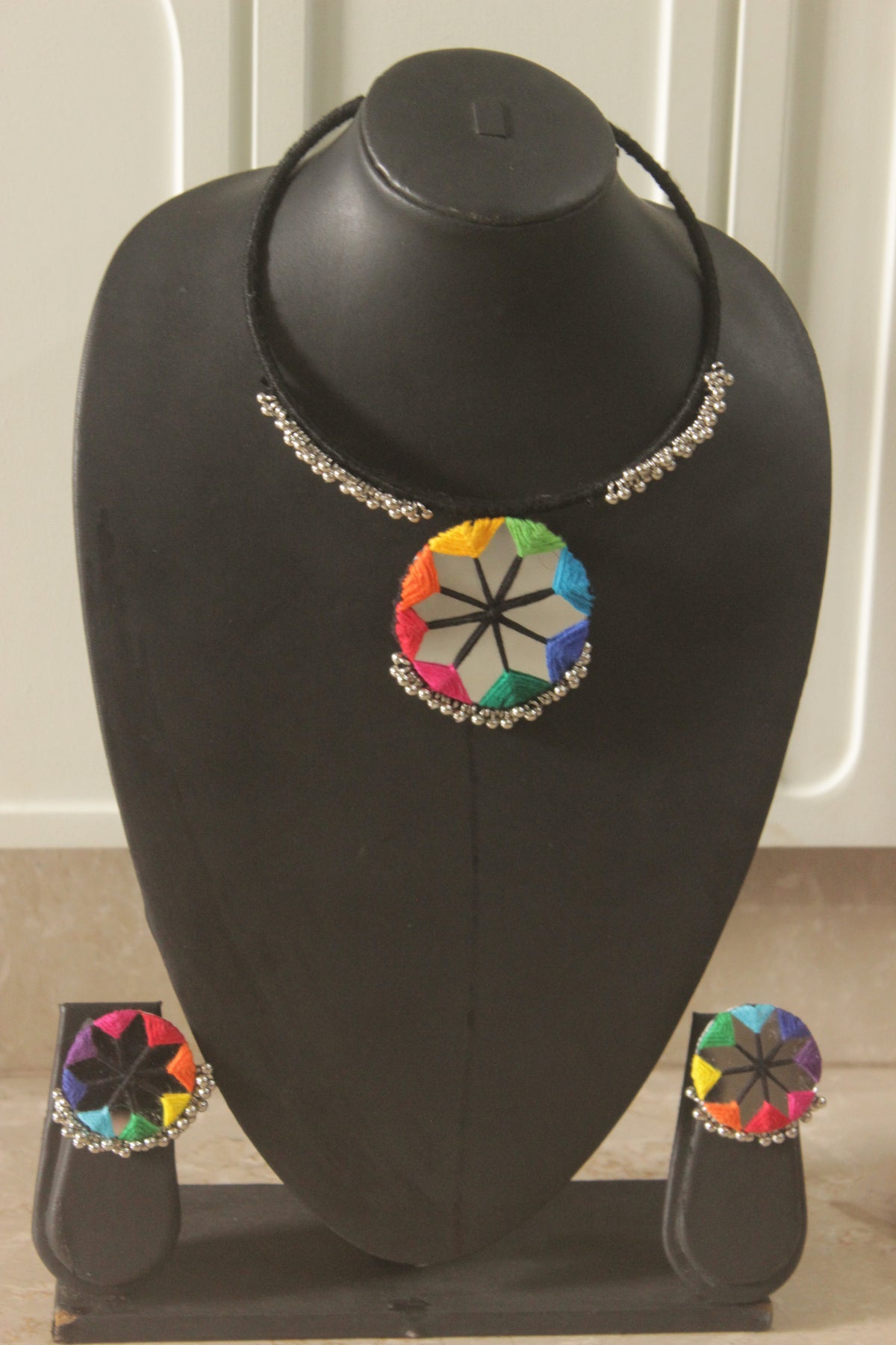 Handmade Fabric Choker with Mirrors and Ghungroos