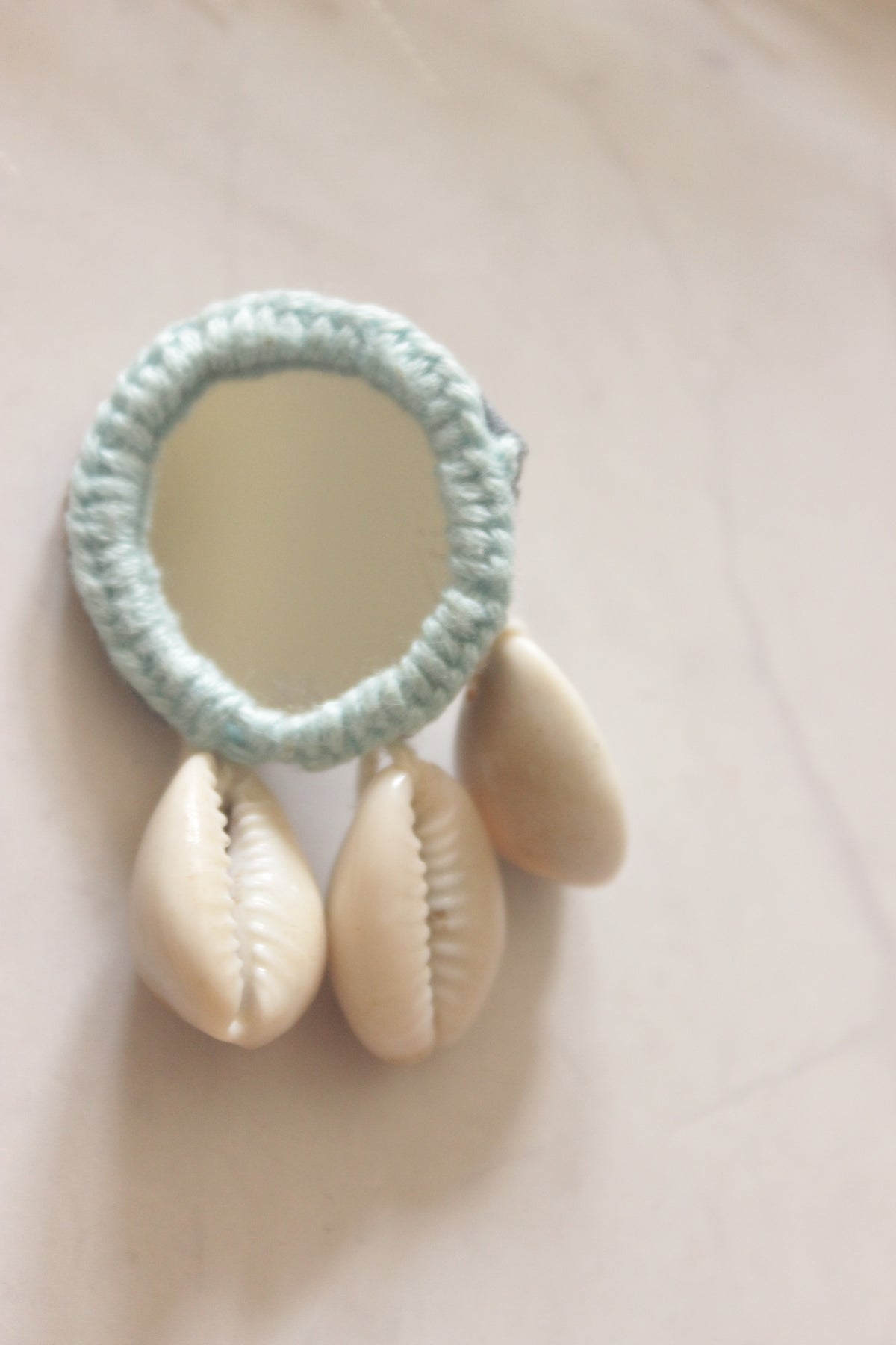 Blue Fabric, Mirror and Shells Earrings