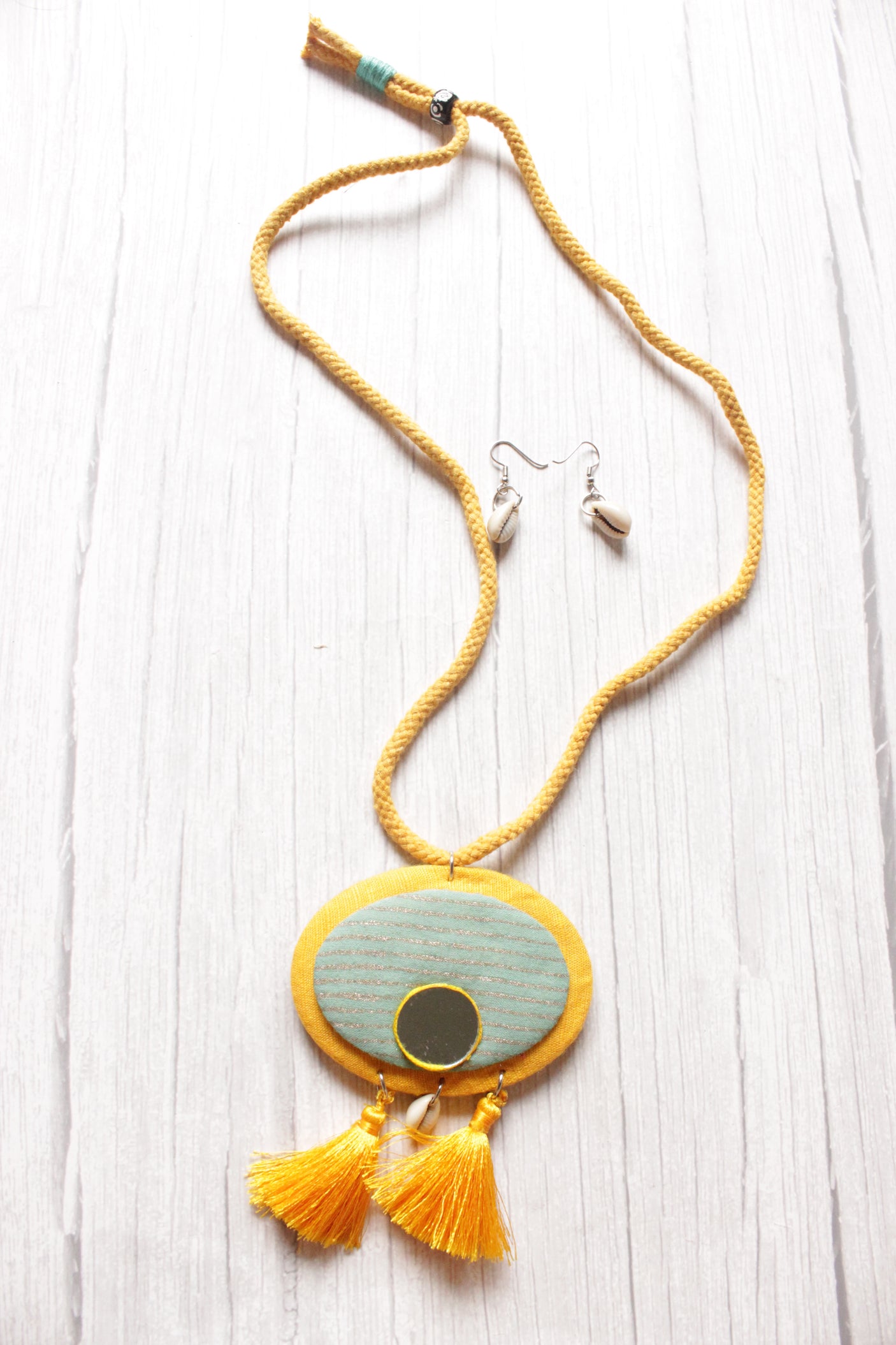Vibrant Yellow and Turquoise Adjustable Closure Handcrafted Necklace