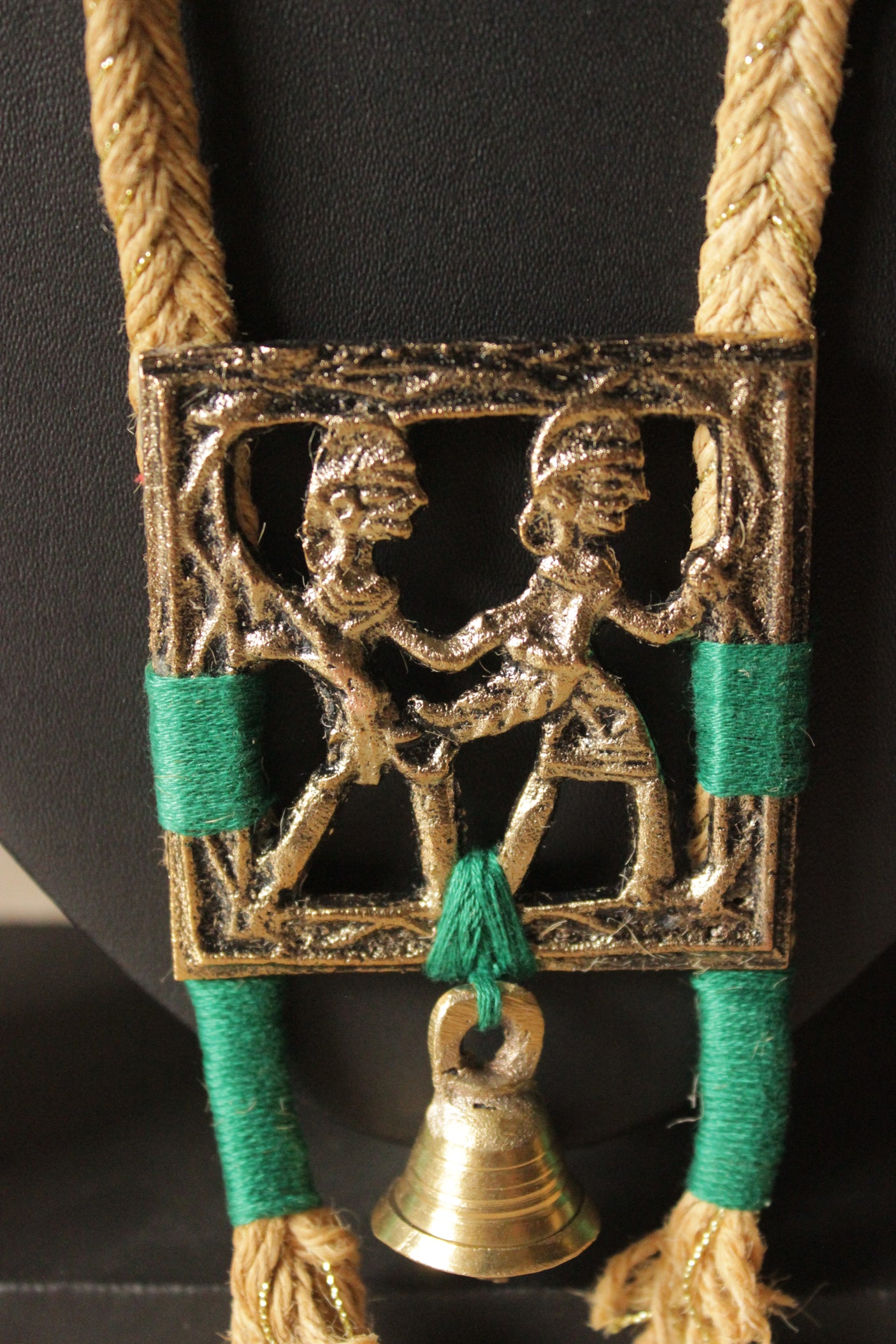 Tribal Motifs Braided Jute Threads Long Necklace Set