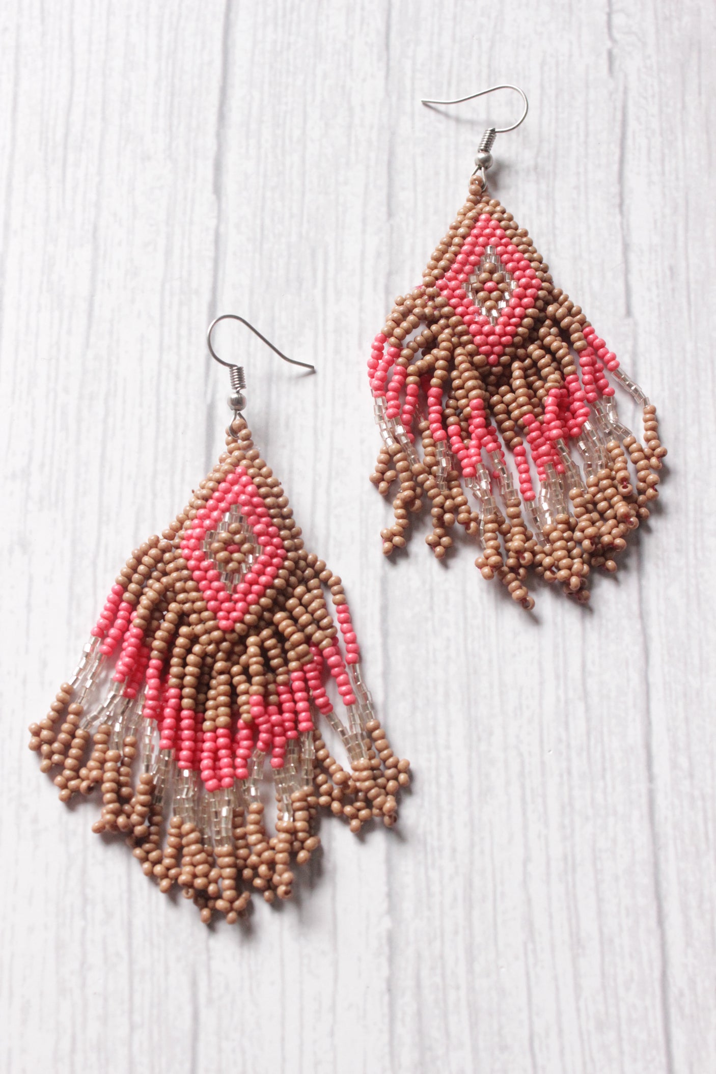 Multi-Color Beaded Tassels Handmade Dangler Earrings