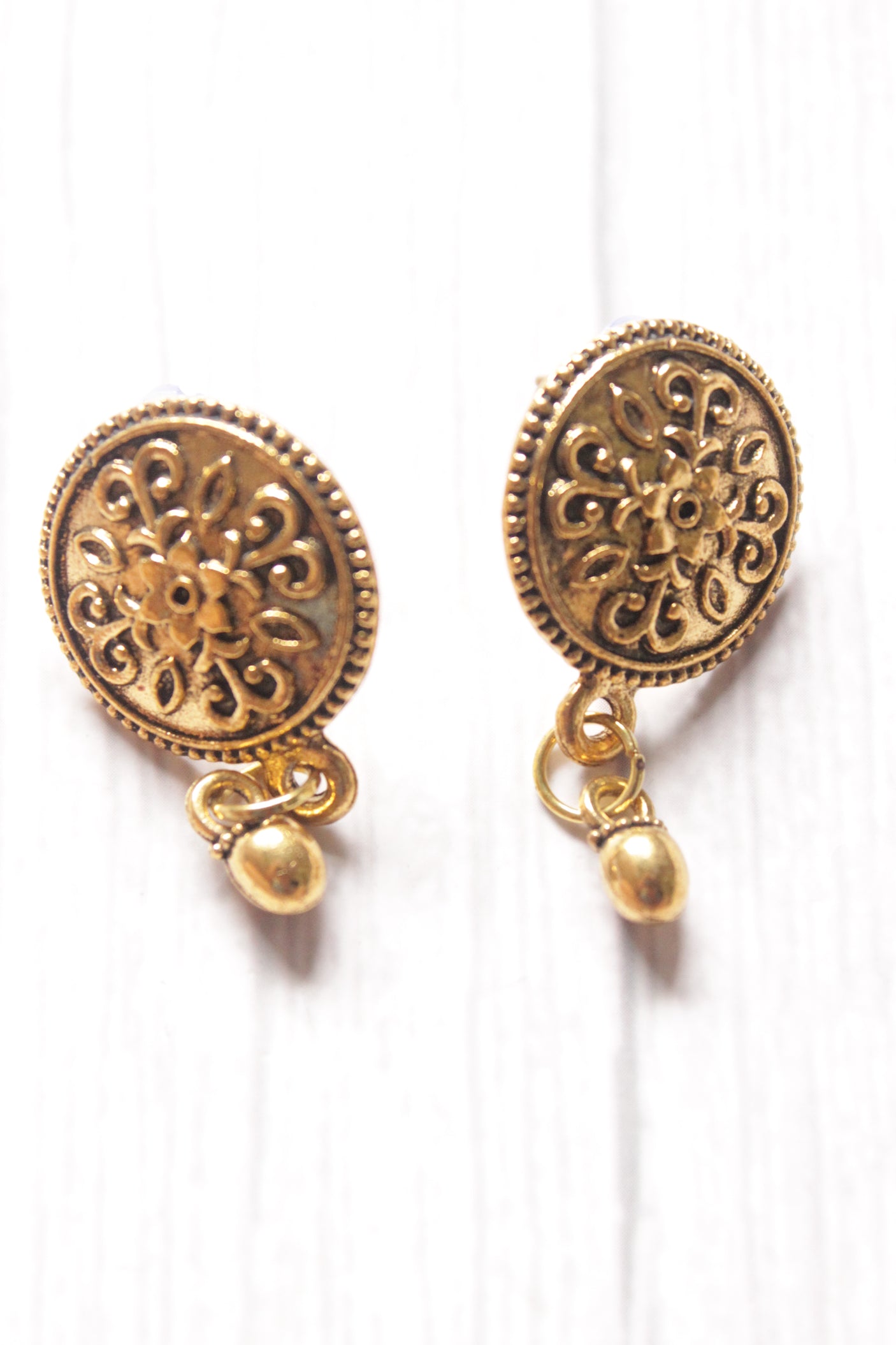 Gold Toned Stamped Coins Red Beads Braided Statement Pendant Necklace Set