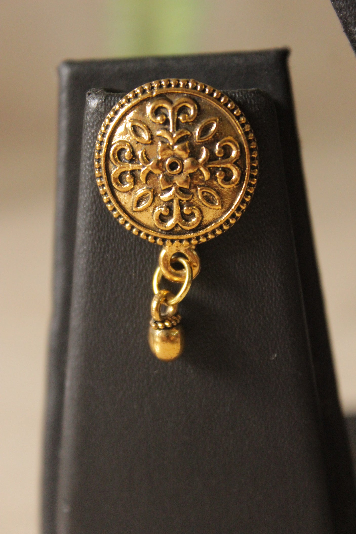 Gold Toned Stamped Coins Red Beads Braided Statement Pendant Necklace Set