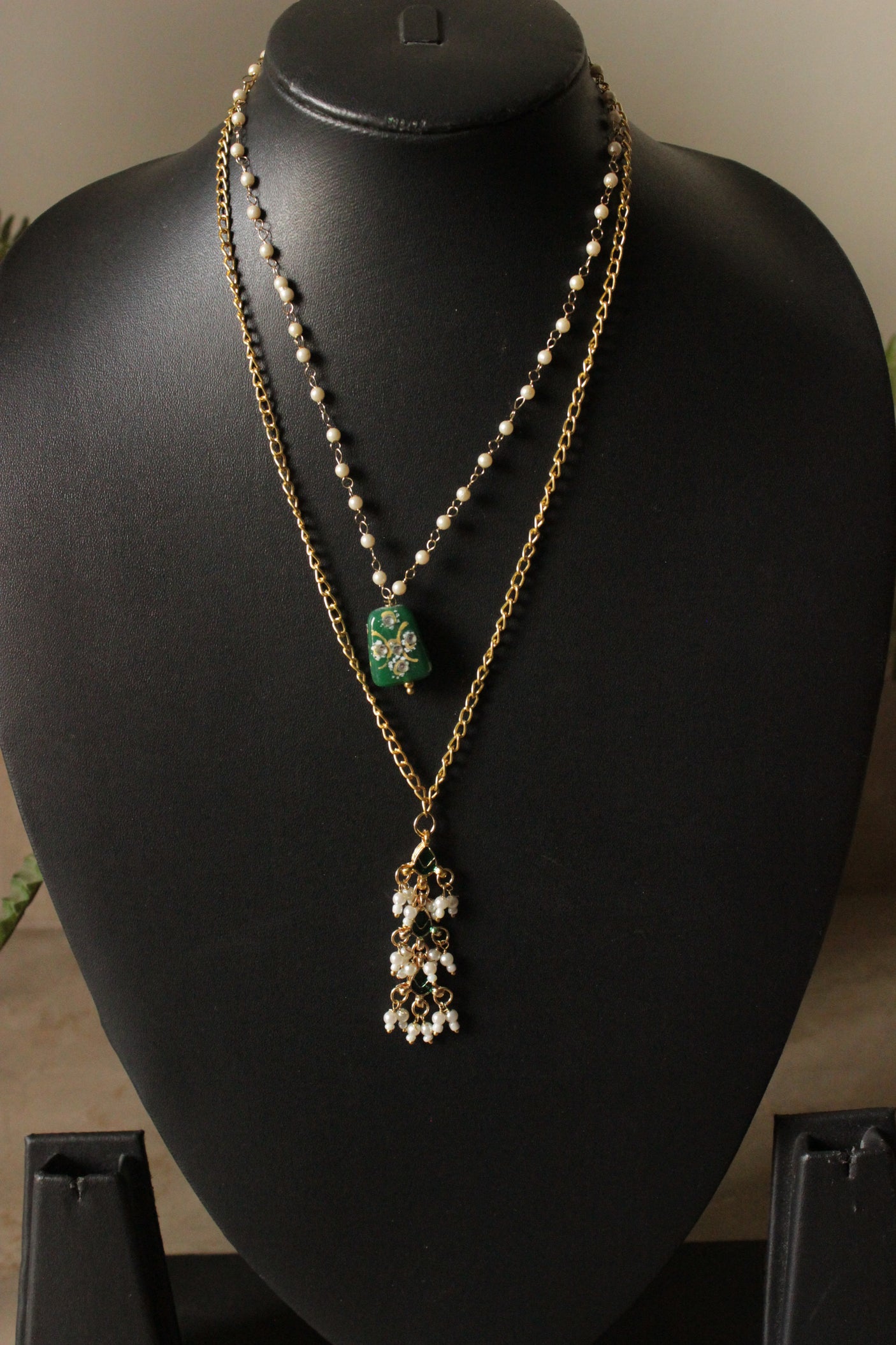 2 Layer Meenakari and Kundan Work Gold Toned Necklace