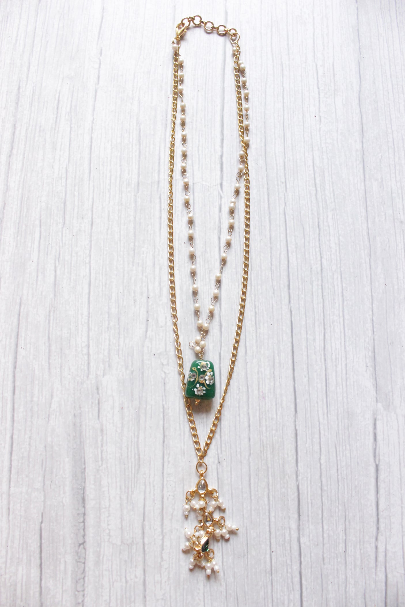 2 Layer Meenakari and Kundan Work Gold Toned Necklace