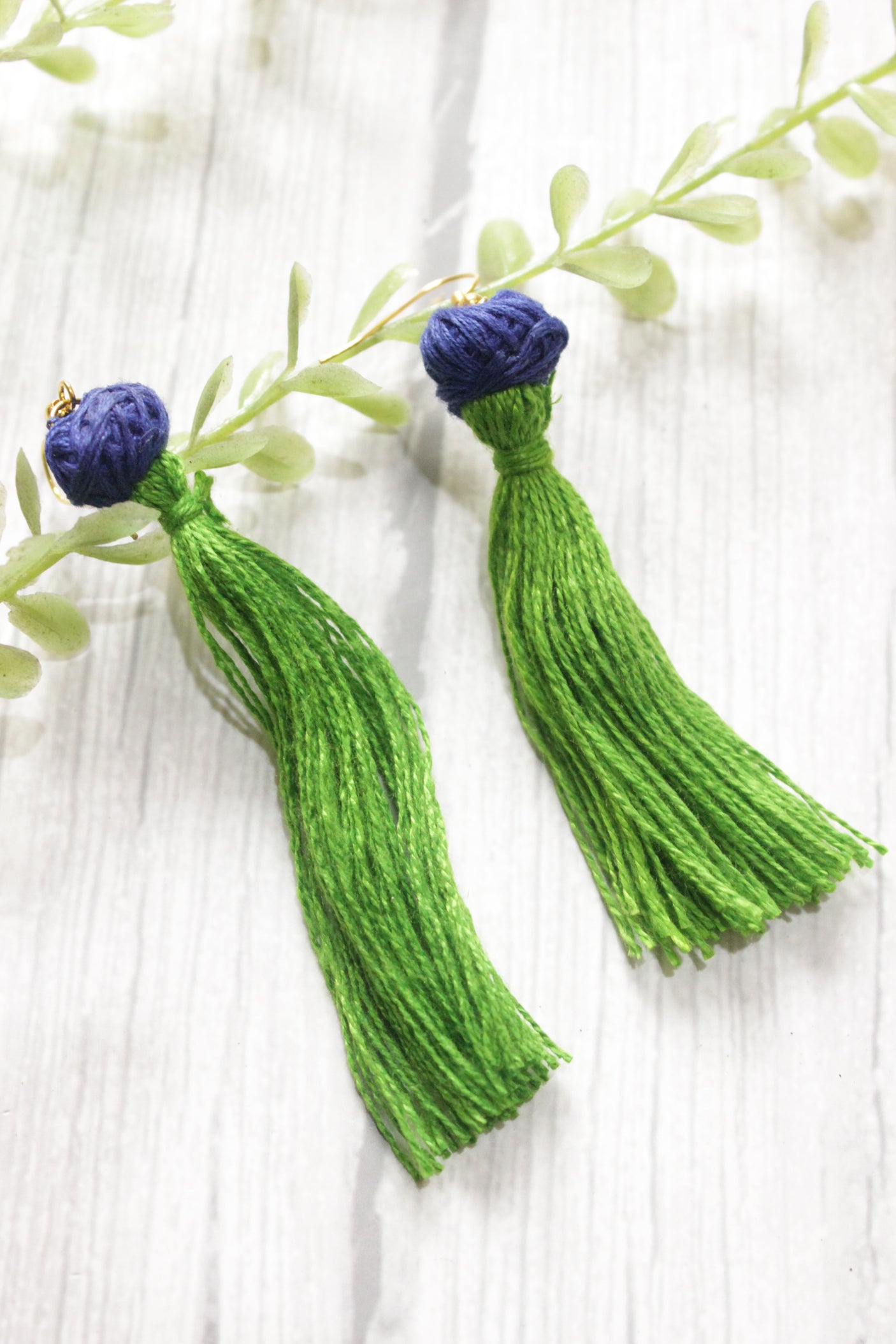 Block Printed Indigo Fabric Hand Embroidered Necklace Set with Adjustable Dori Closure Necklace Set