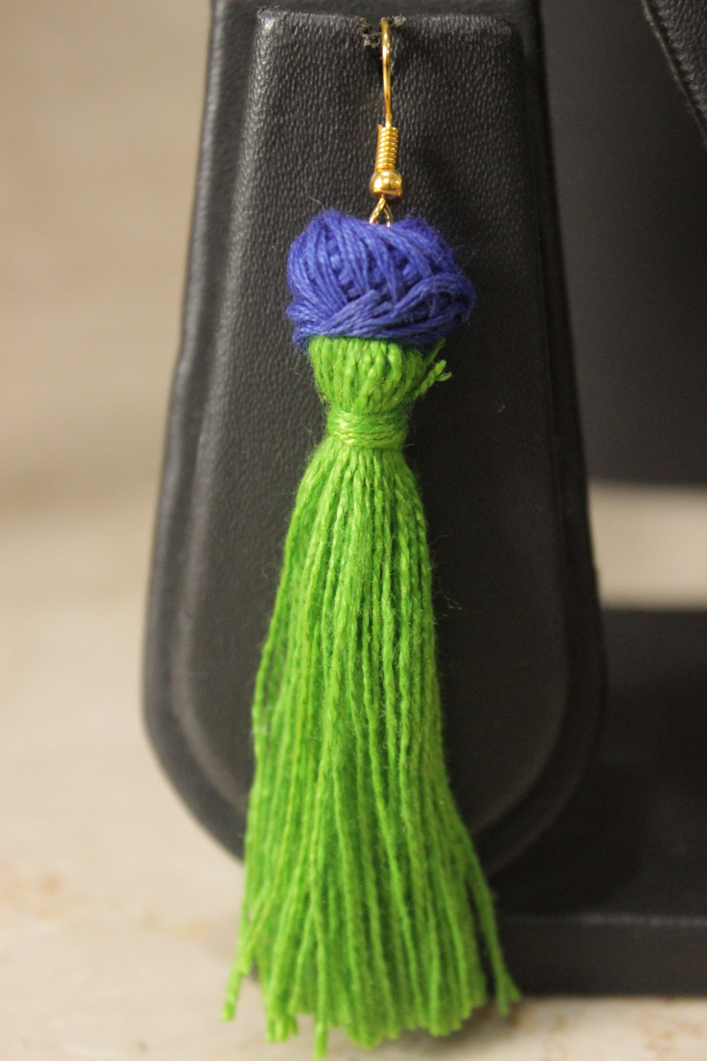 Block Printed Indigo Fabric Hand Embroidered Necklace Set with Adjustable Dori Closure Necklace Set