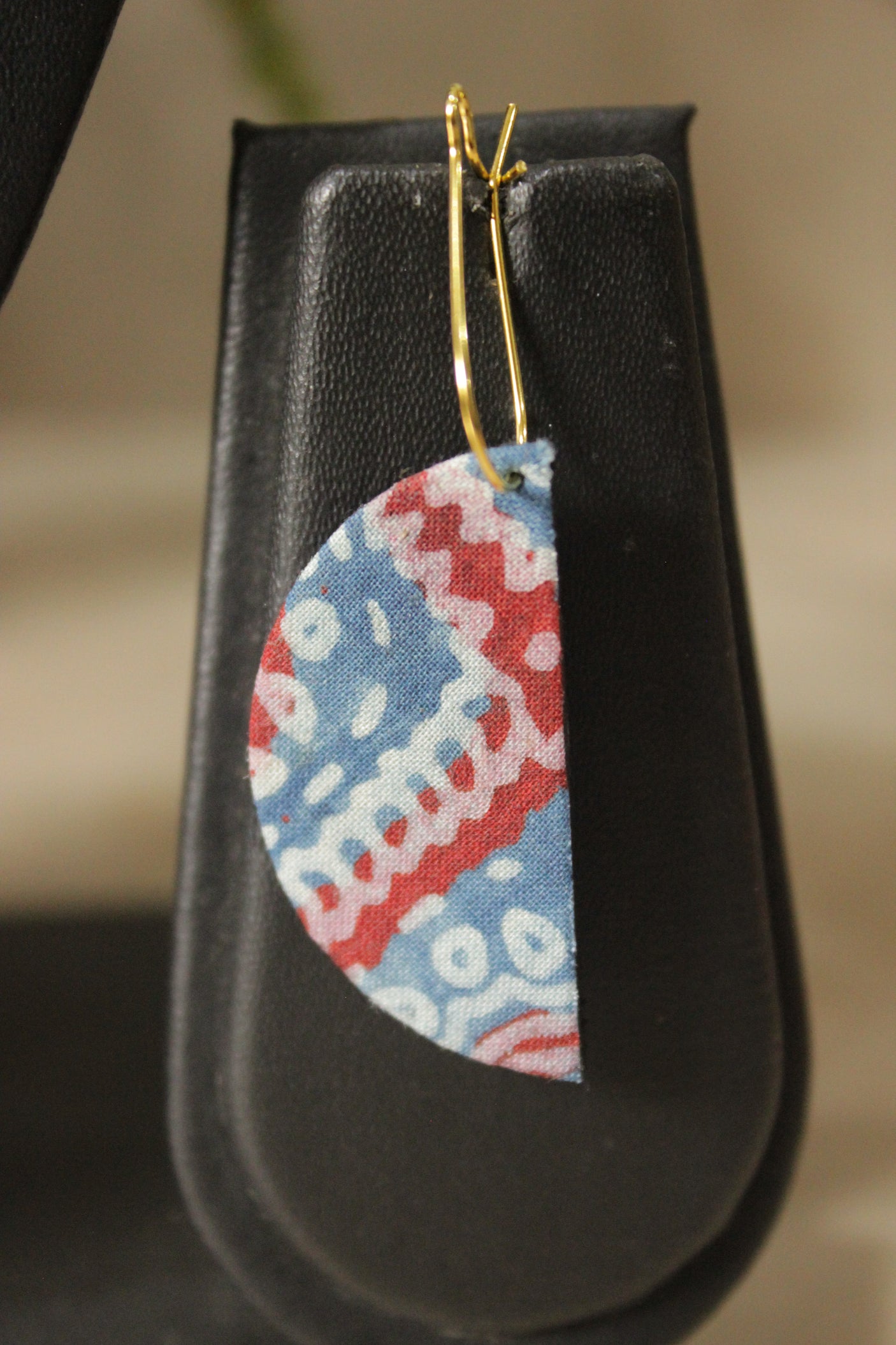 Indigo & Maroon Ajrakh Fabric Necklace Set with Adjustable Thread Closure Necklace Set