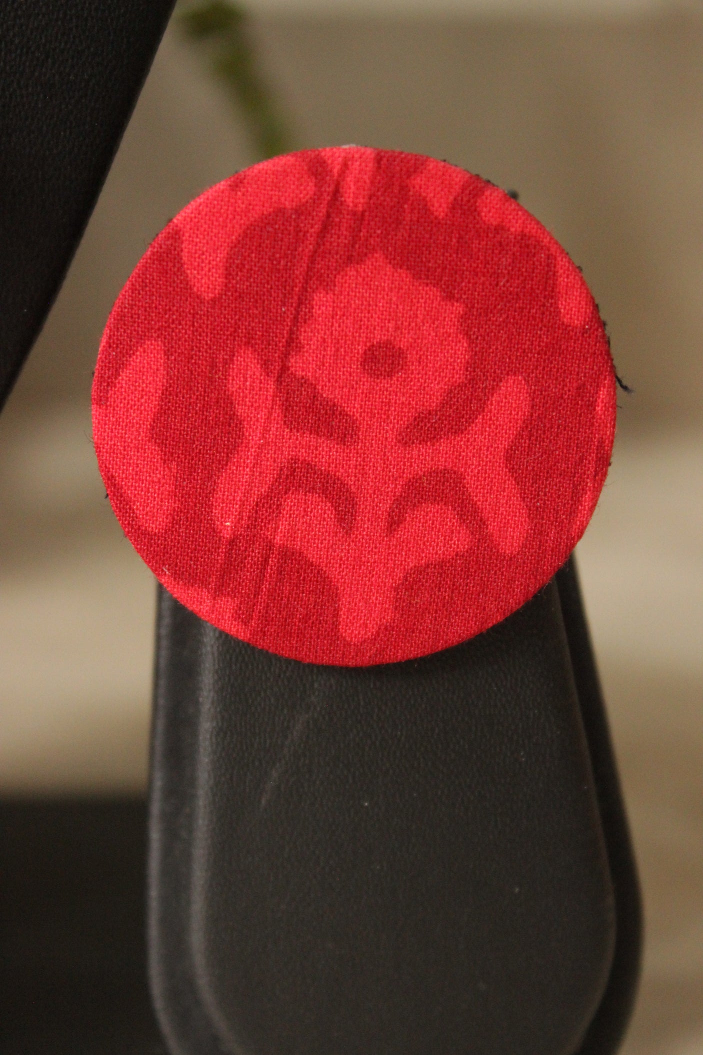 Indigo & Red Fabric Choker Necklace Set with Stud Earrings and Adjustable Thread Closure