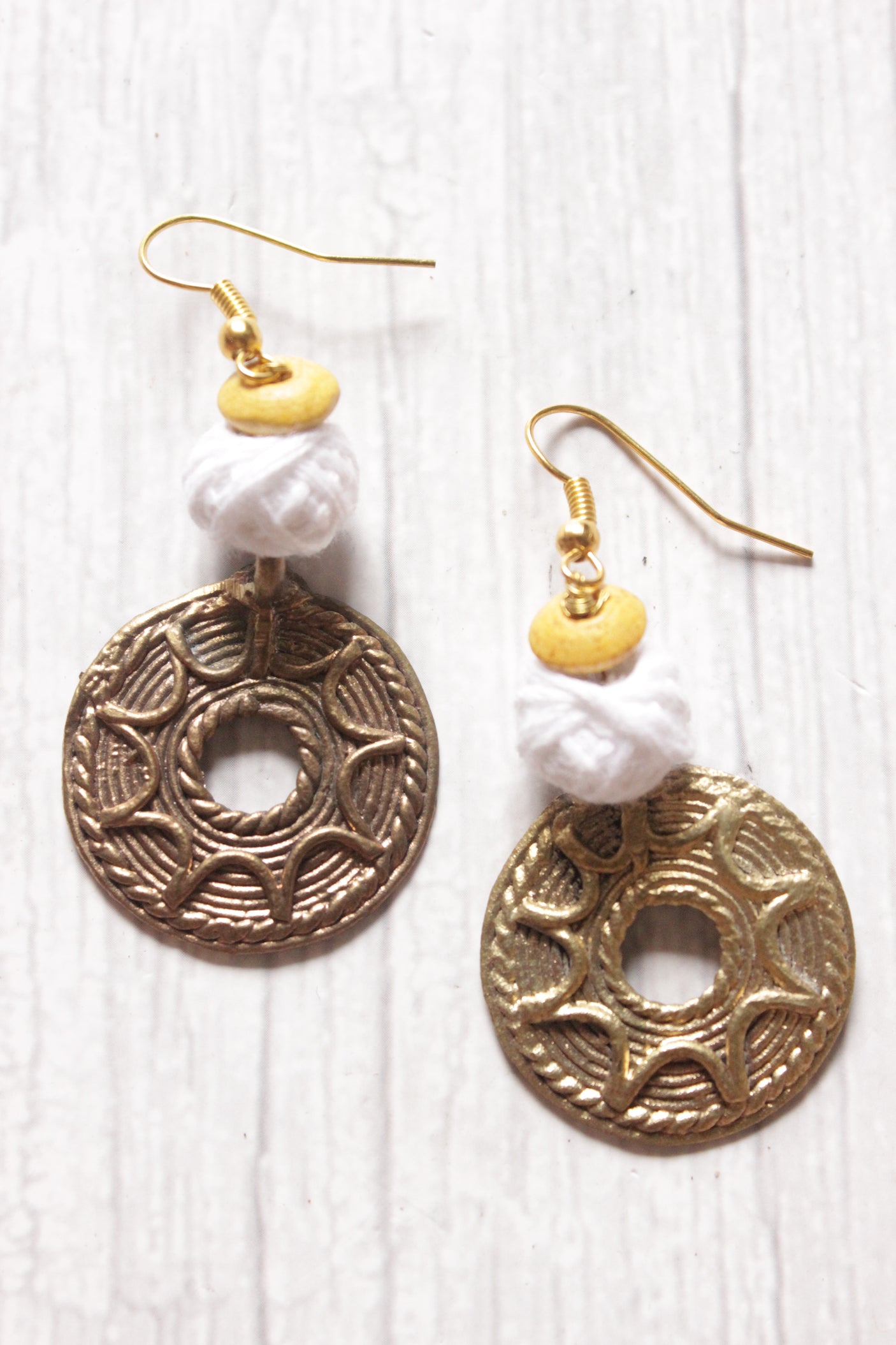 Yellow Hand Braided Dhokra Pendant Hasli Style Necklace Set