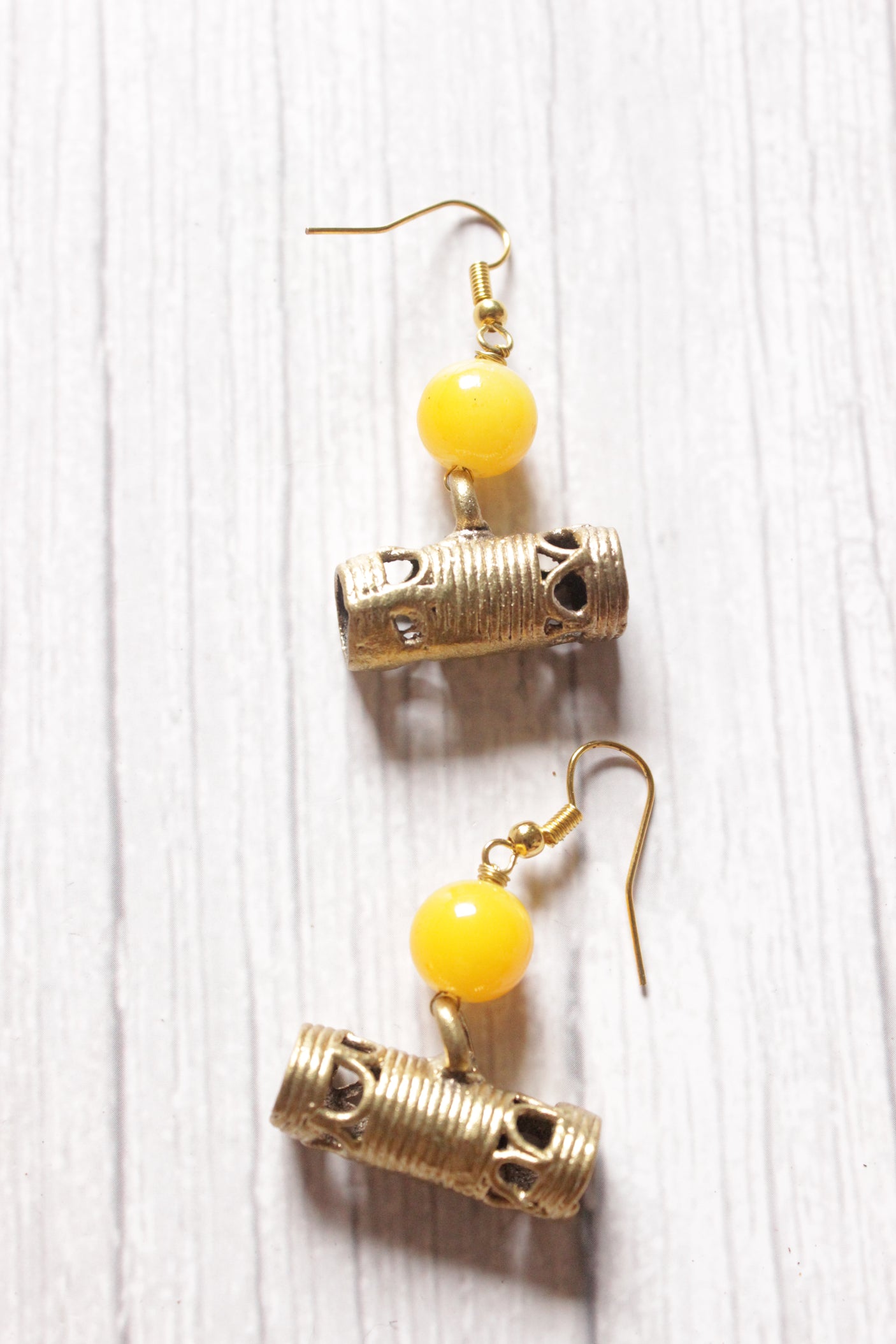 Orange Hand Braided Dhokra Pendant Adjustable Closure Necklace Set