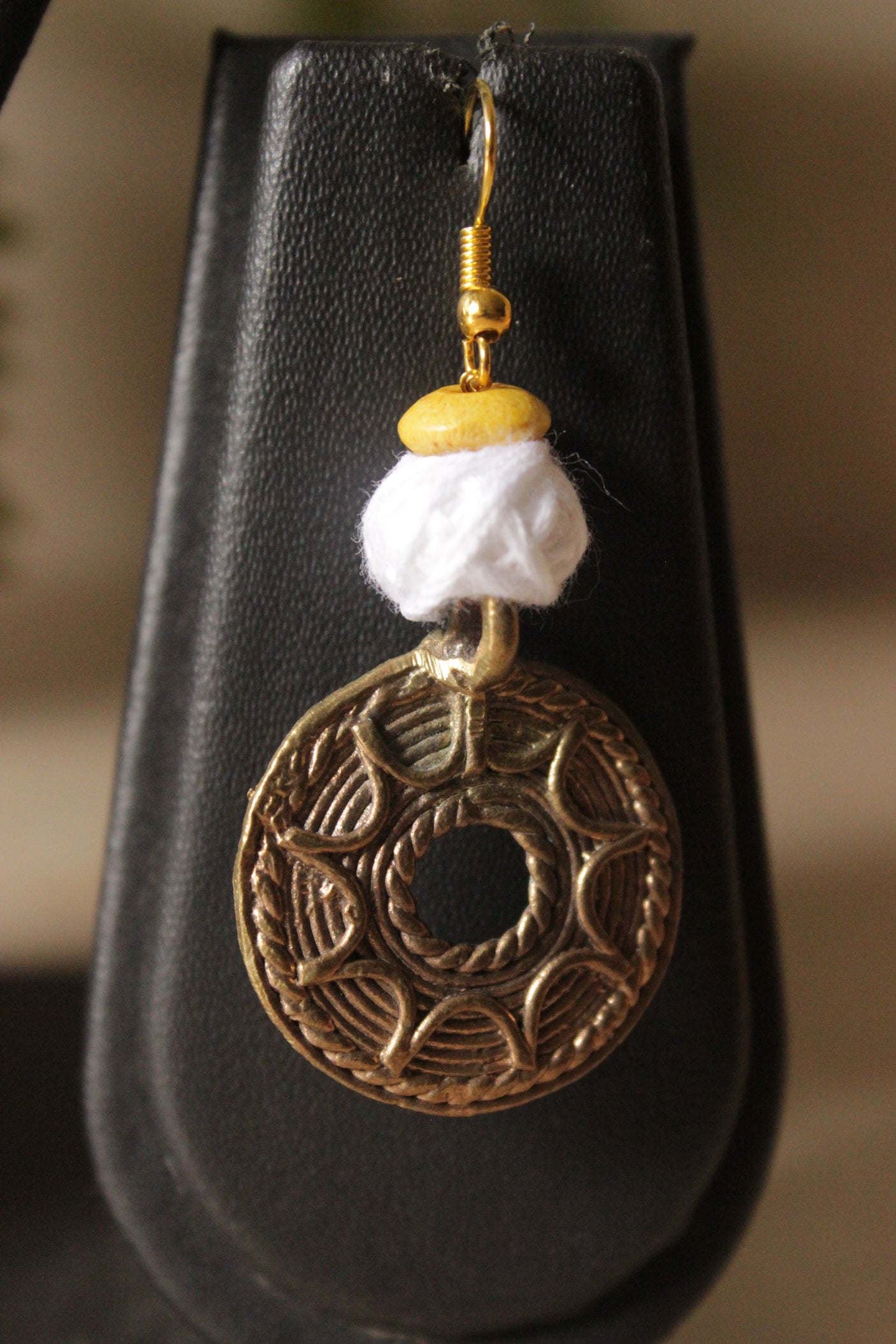 Yellow Hand Braided Dhokra Pendant Hasli Style Necklace Set