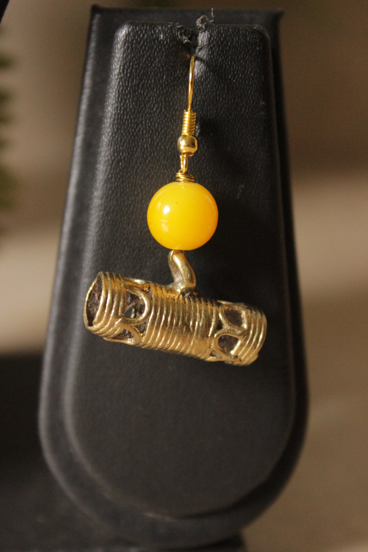 Orange Hand Braided Dhokra Pendant Adjustable Closure Necklace Set