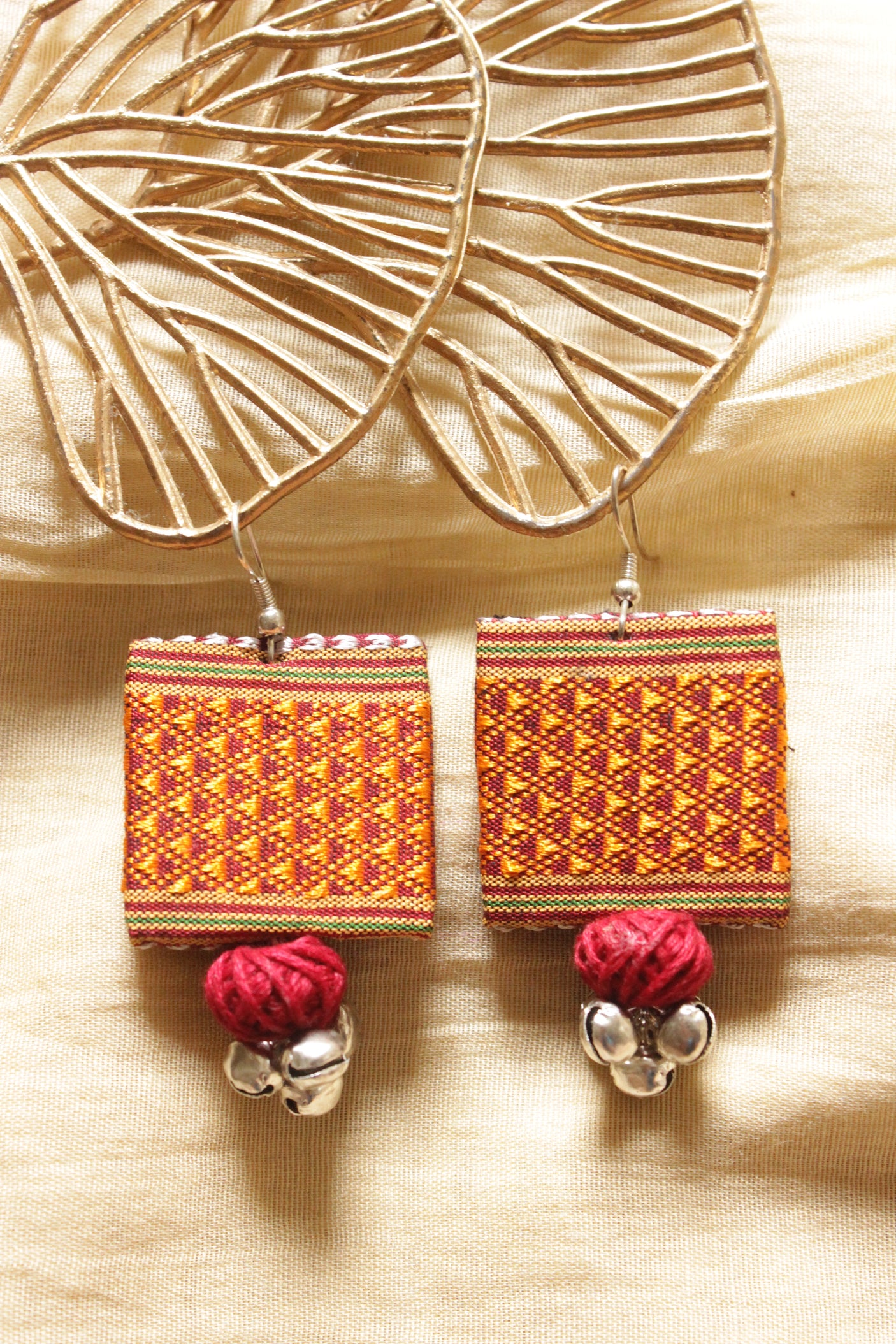 Brocade Fabric Muted Adjustable Length Necklace Set