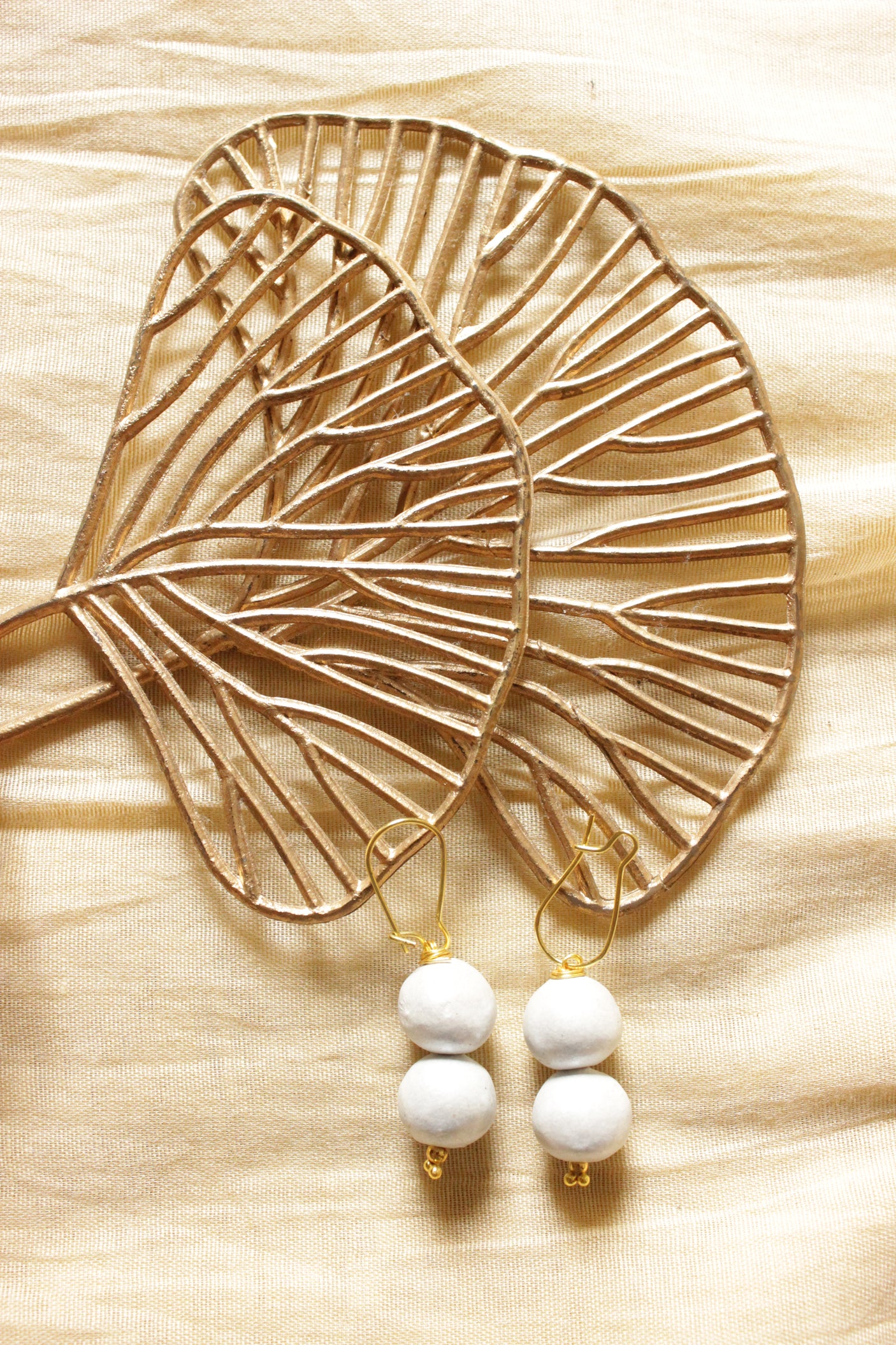 Terracotta Clay Handcrafted White Beads Versatile 2 Layered Necklace Set