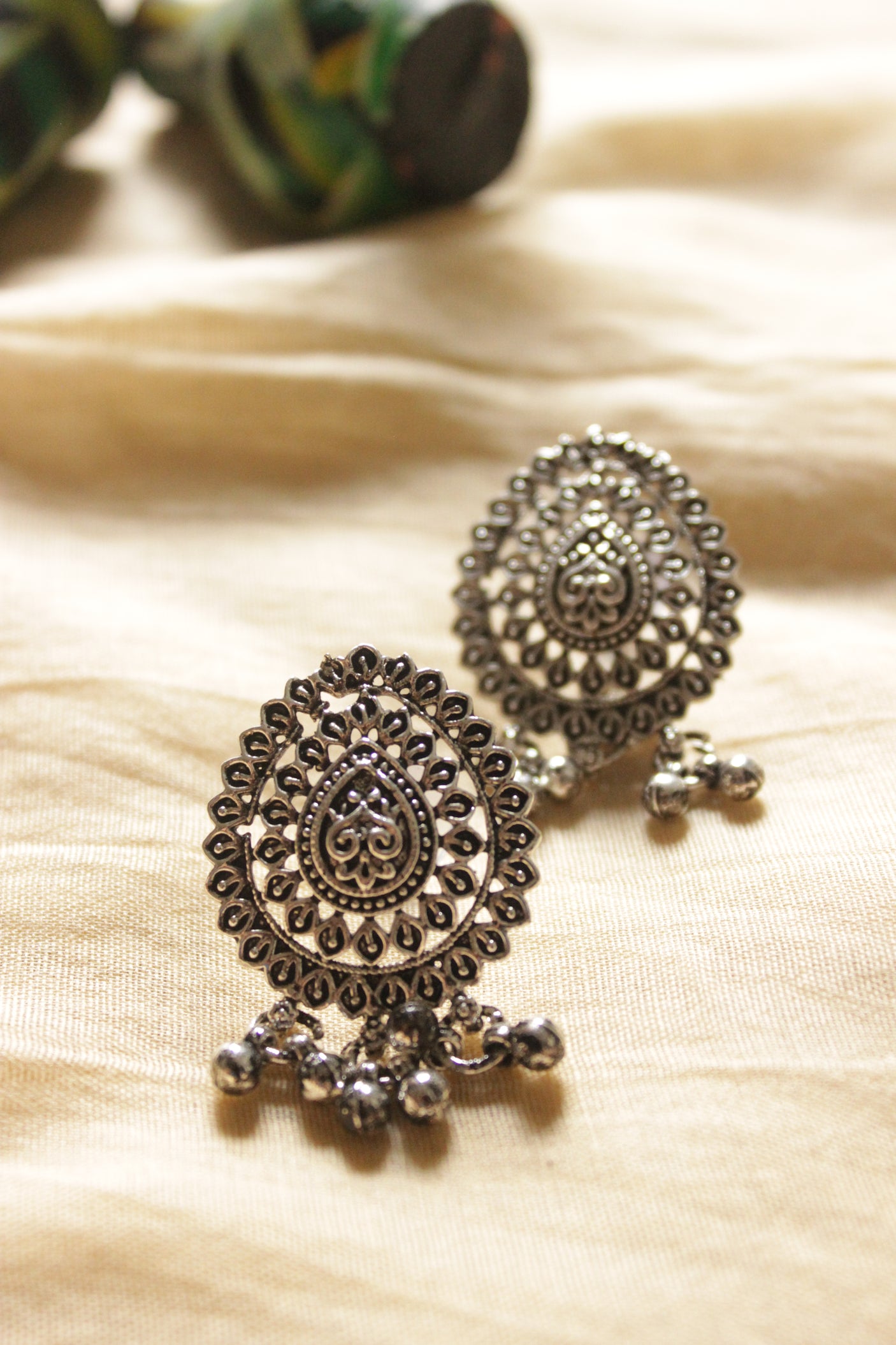 Oxidised Finish Black Stones Embedded Adjustable Length Choker Necklace Set