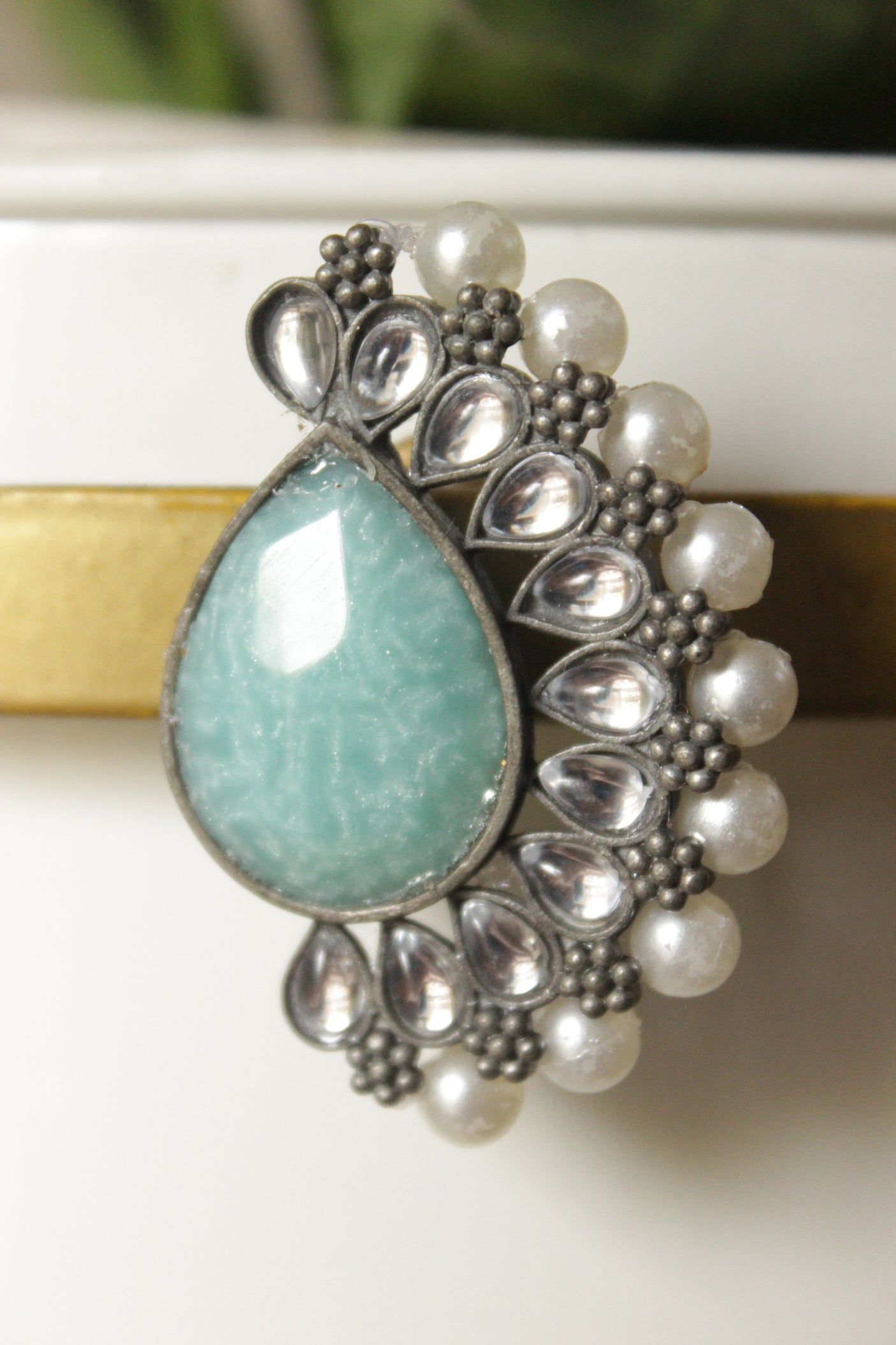 Elaborate Turquoise Natural Stones Embedded Tibetan Necklace Set