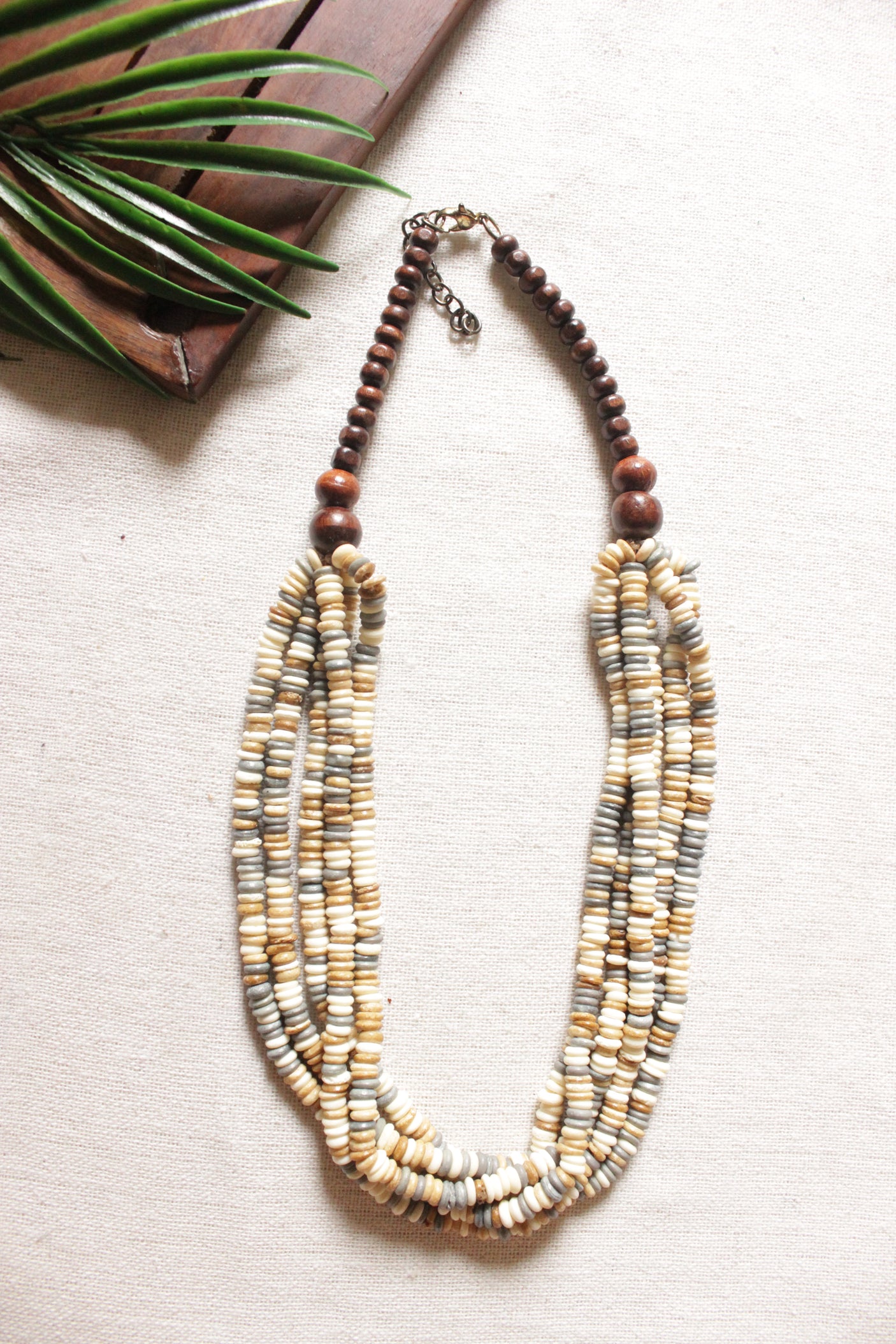 Multi-Color Earthy Toned Wooden Beads Multi-Layer Necklace