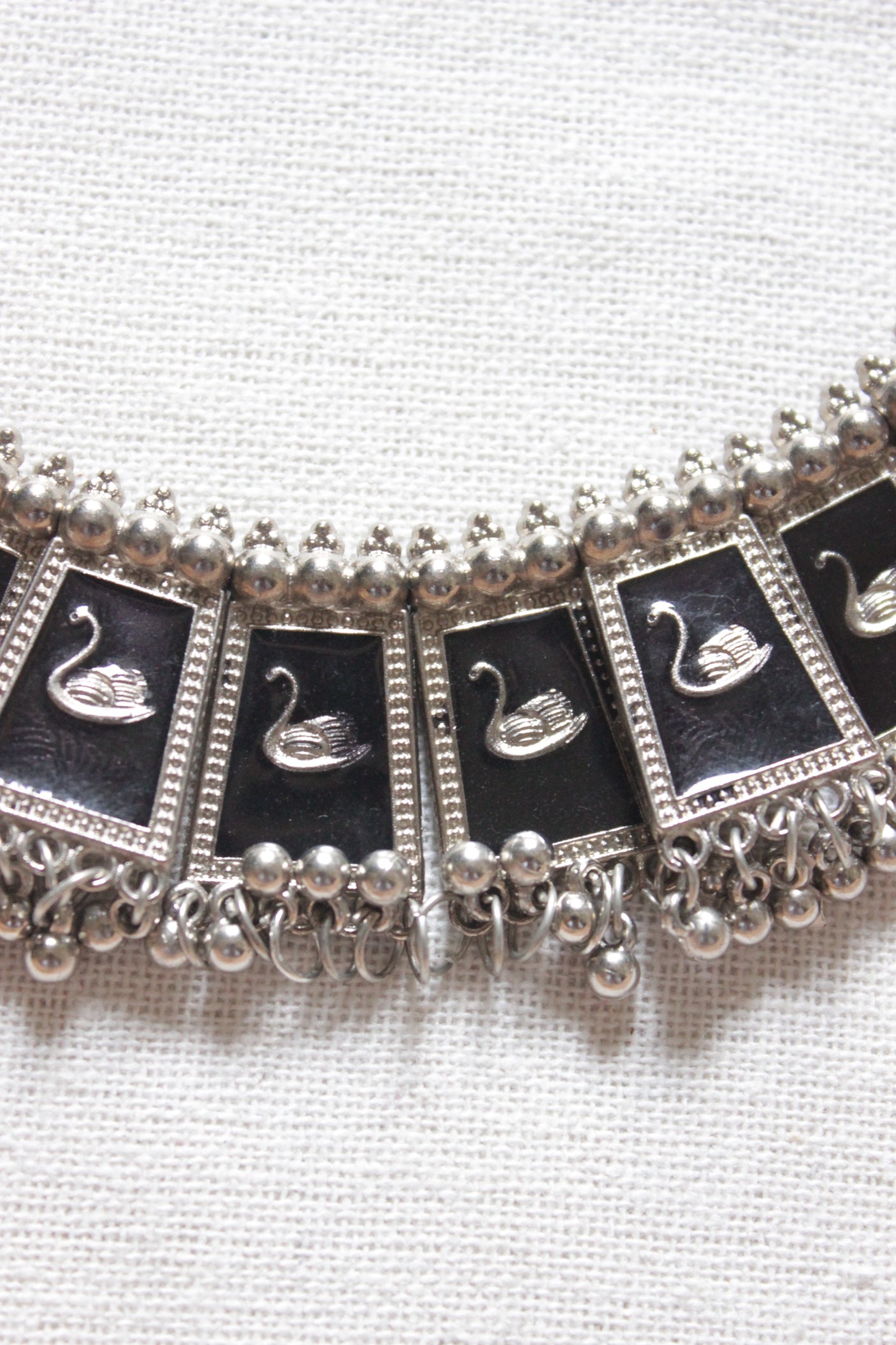 Enamel Painted Swarn Motifs Adjustable Dori Closure Choker Necklace Set