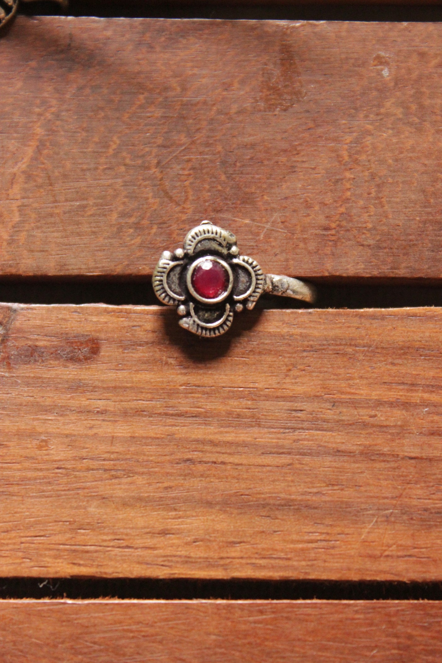 Set of 3 Oxidised Finish Flower & Peacock Motifs Clip On Nosepins