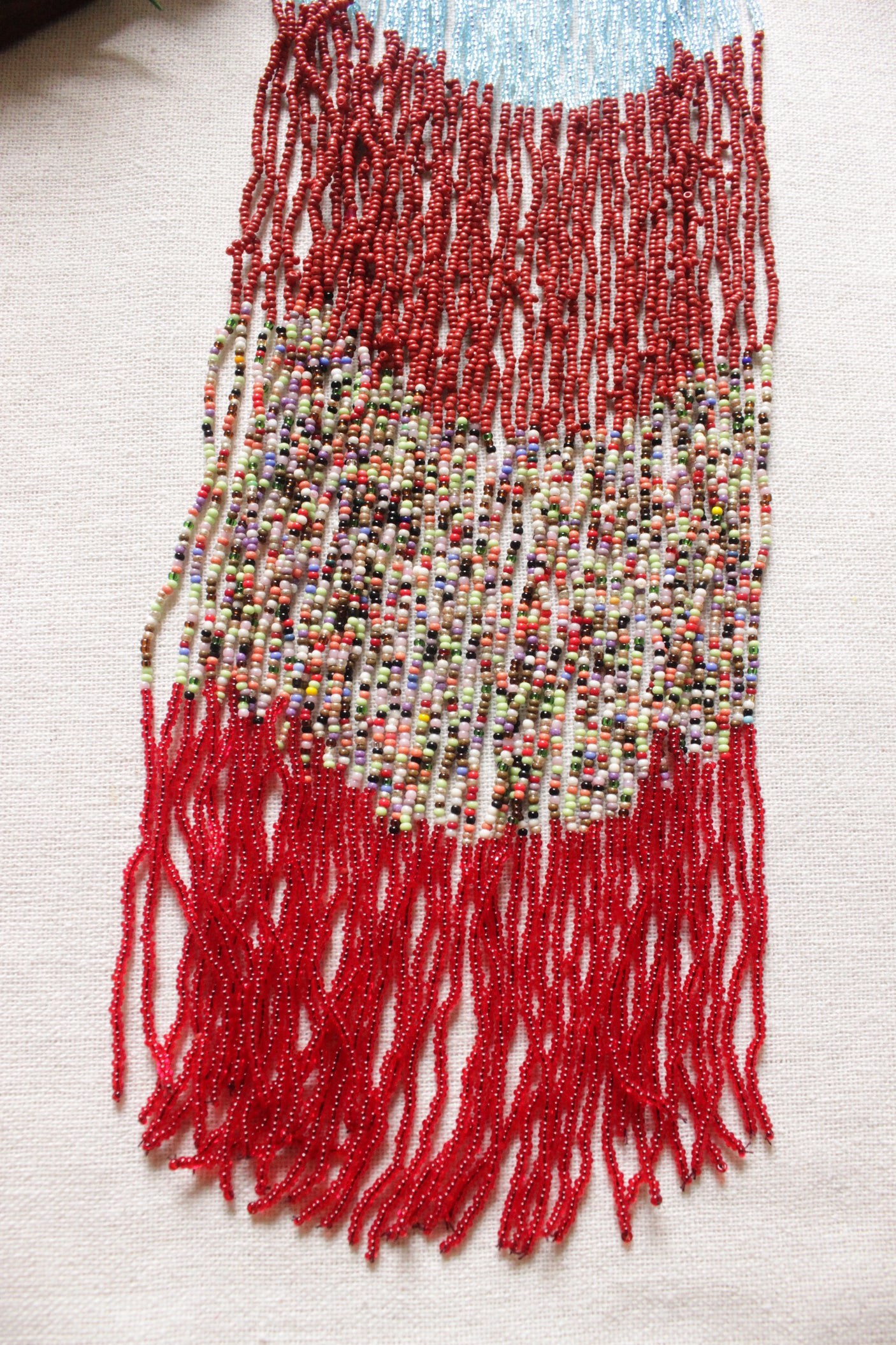 Multi-Color Long Bead Chains Hand Braided Long Tribal Choker Necklace