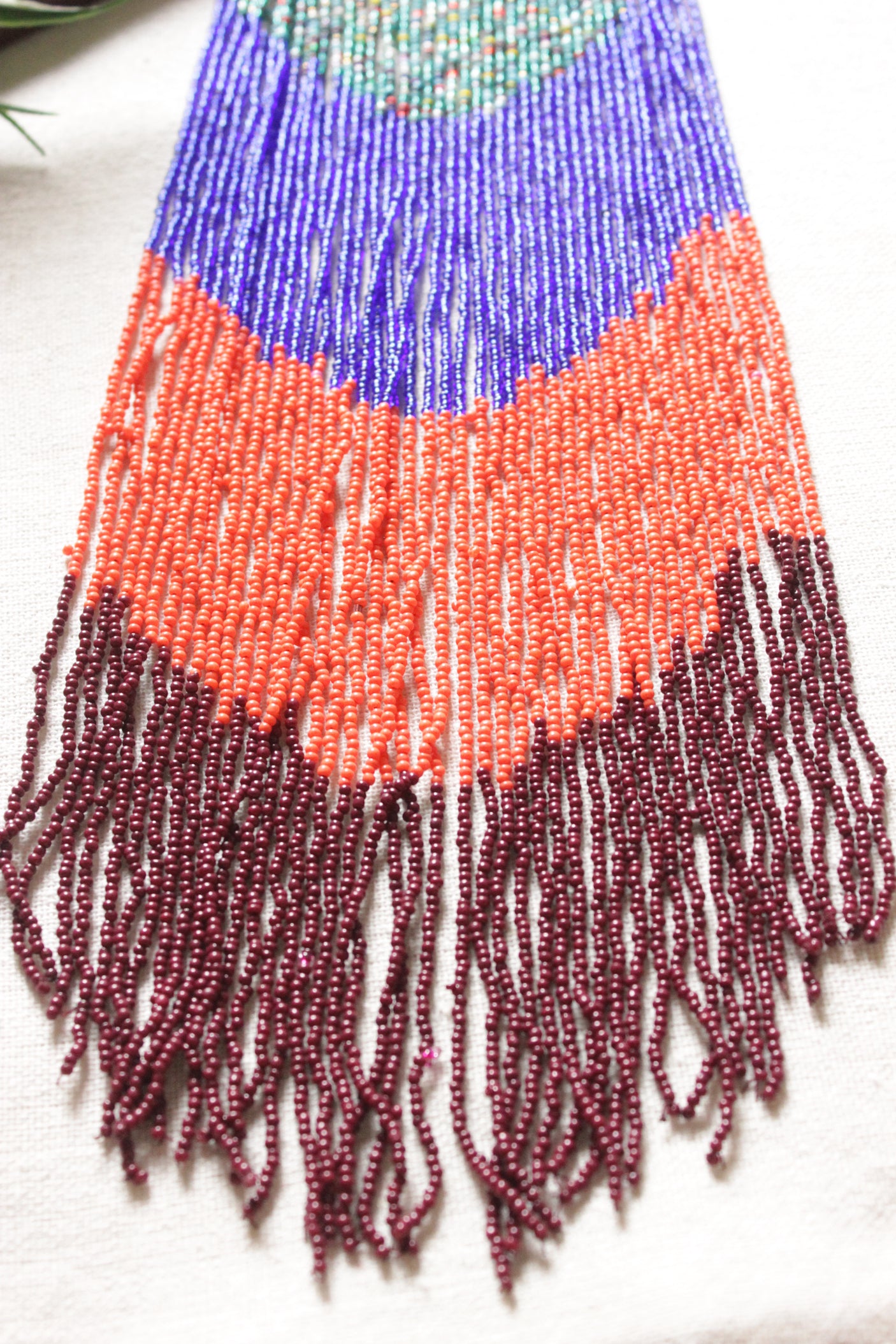 Multi-Color Long Bead Chains Hand Braided Long Tribal Choker Necklace