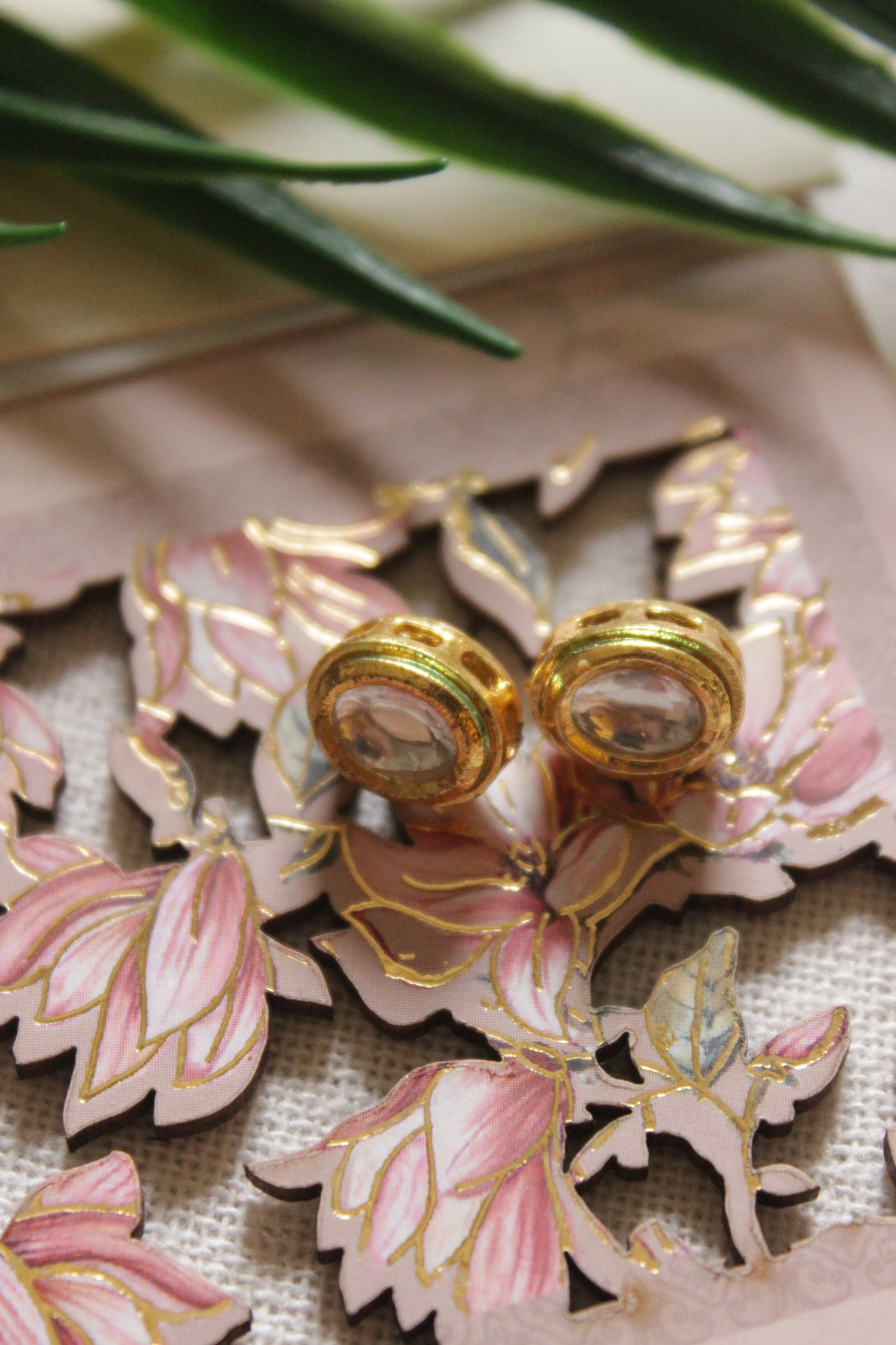 5 Layer Bottle Green Crystal Beads Necklace Set Accentuated with Gold Toned Kundan Stones