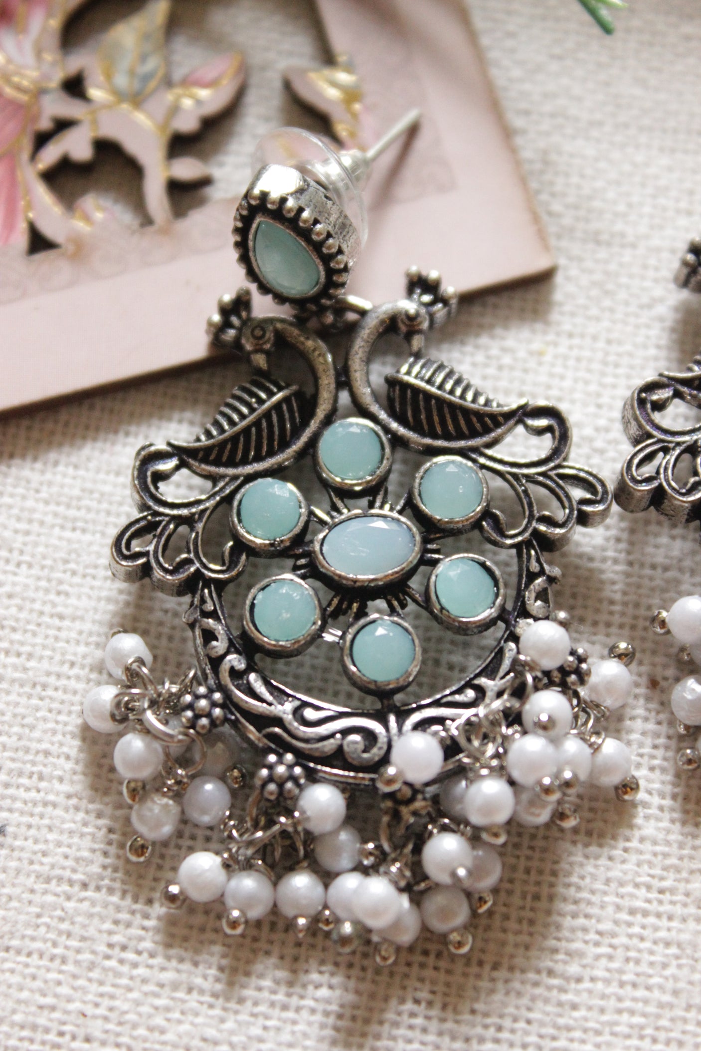 Set of 2 Oxidised Finish Intricately Detailed Earrings