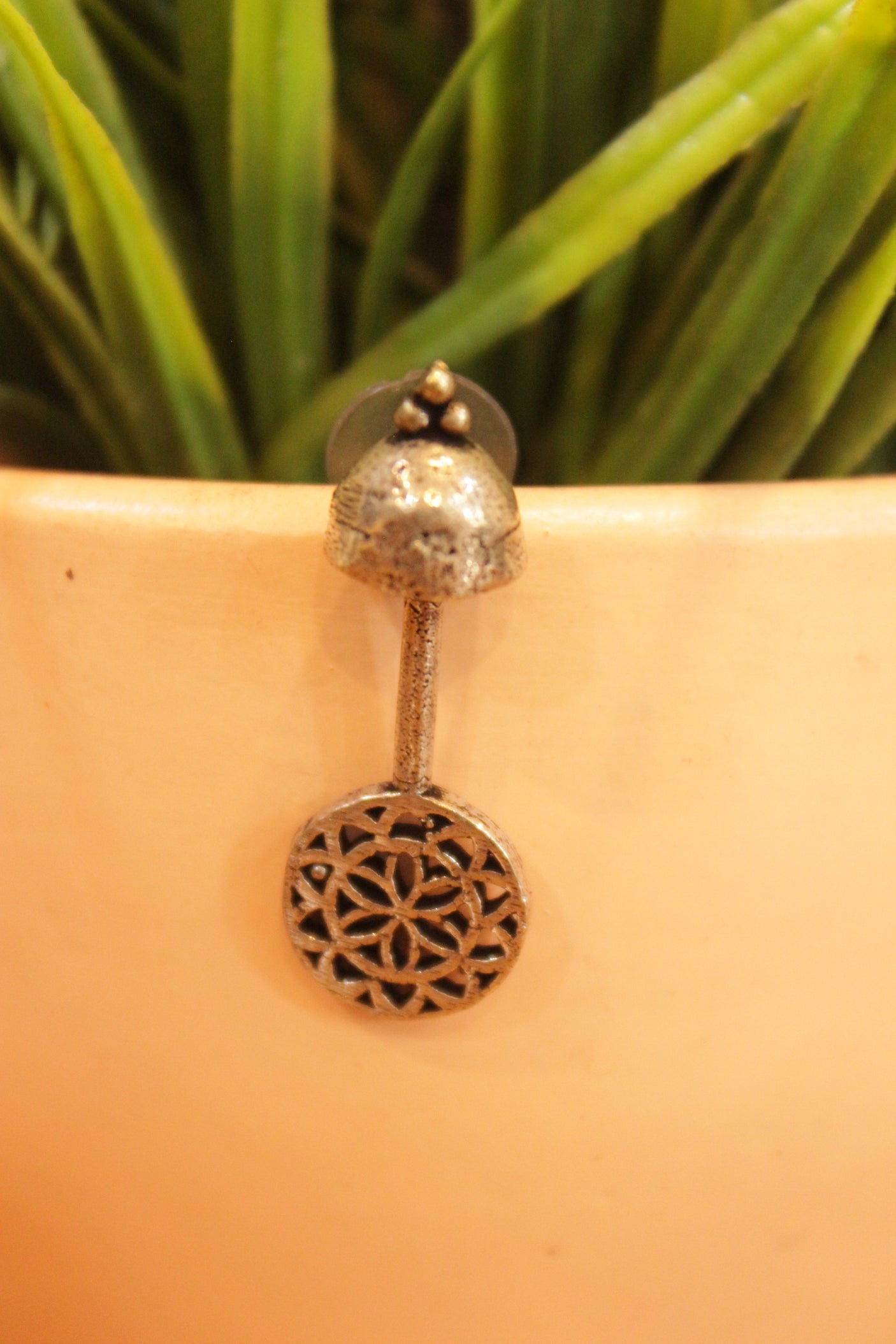 Pendulum Shaped Oxidised Finish Earrings