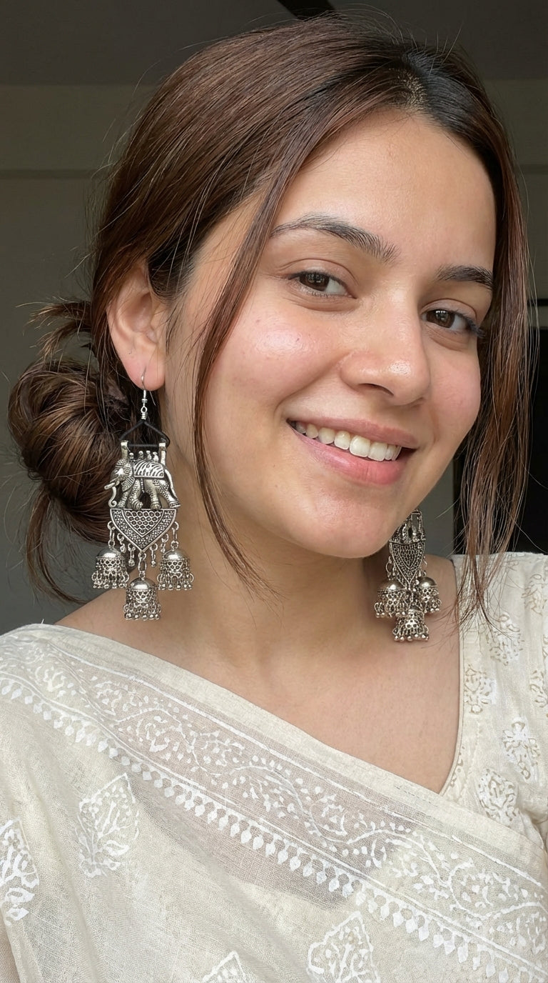Elephant Earring with Multiple Jhumka Strands