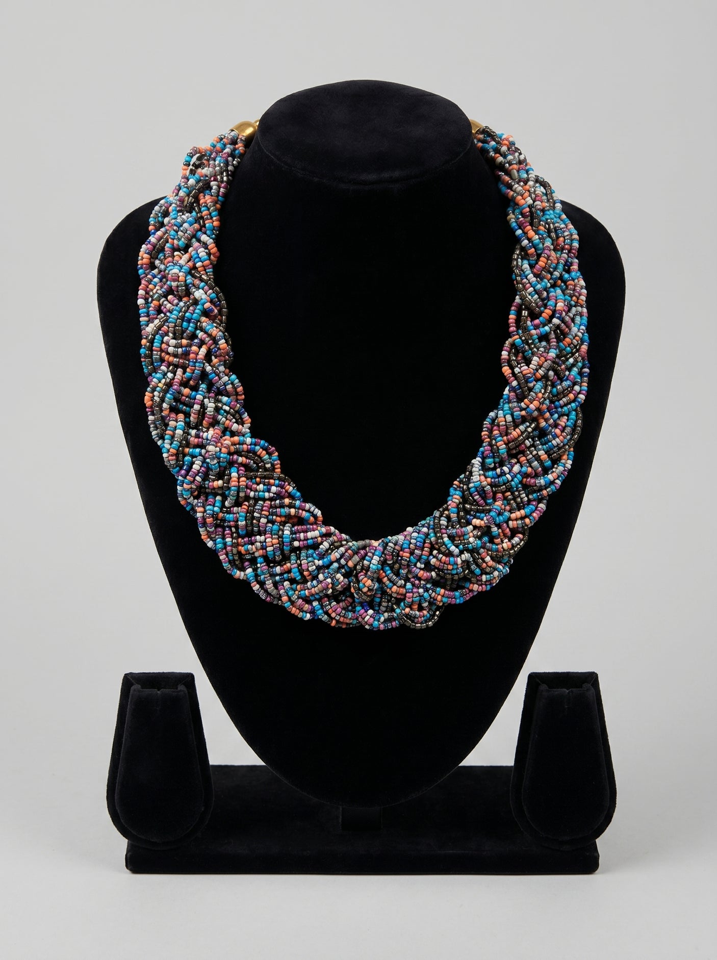 Multicolour Braided Seed Bead Chunky Choker Necklace