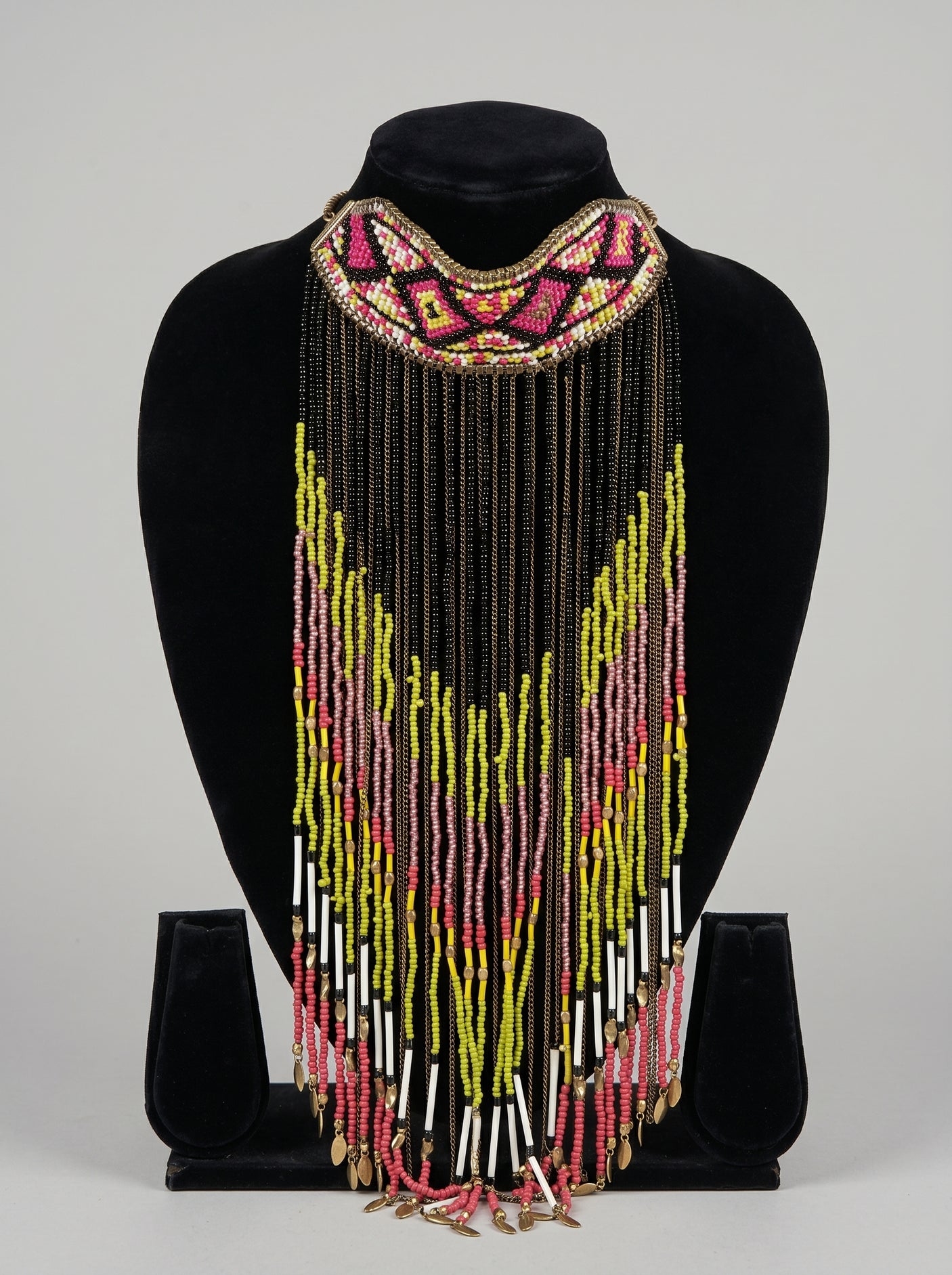 Multi-Color Statement Boho Beaded Waterfall Necklace