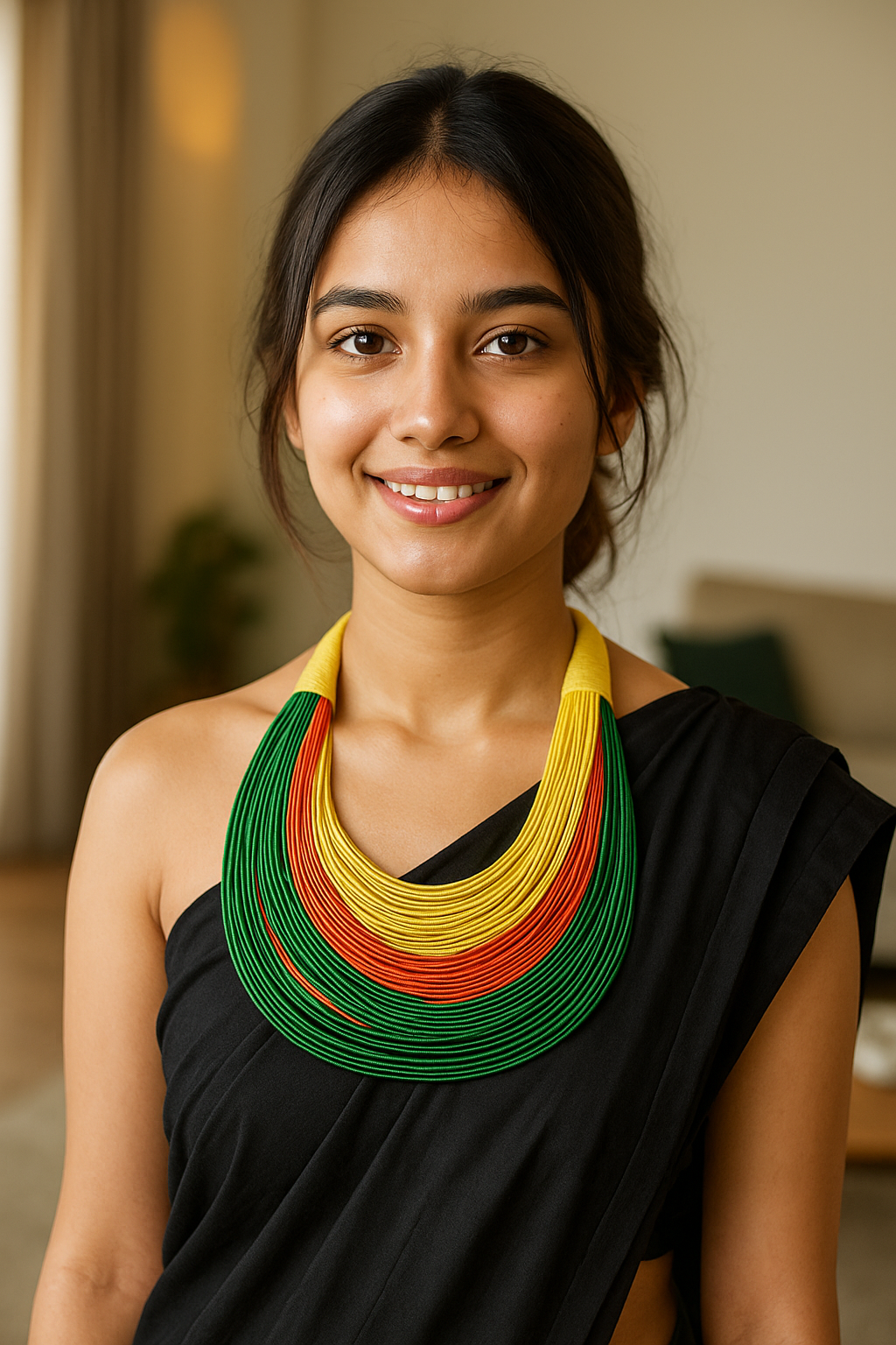 Multi-Color Handmade Silk Threads Multi-Layer Statement African Choker Necklace