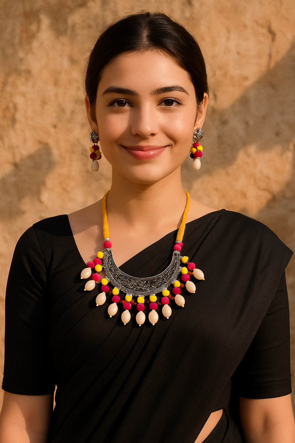 Statement Oxidised Choker Necklace & Earrings Set