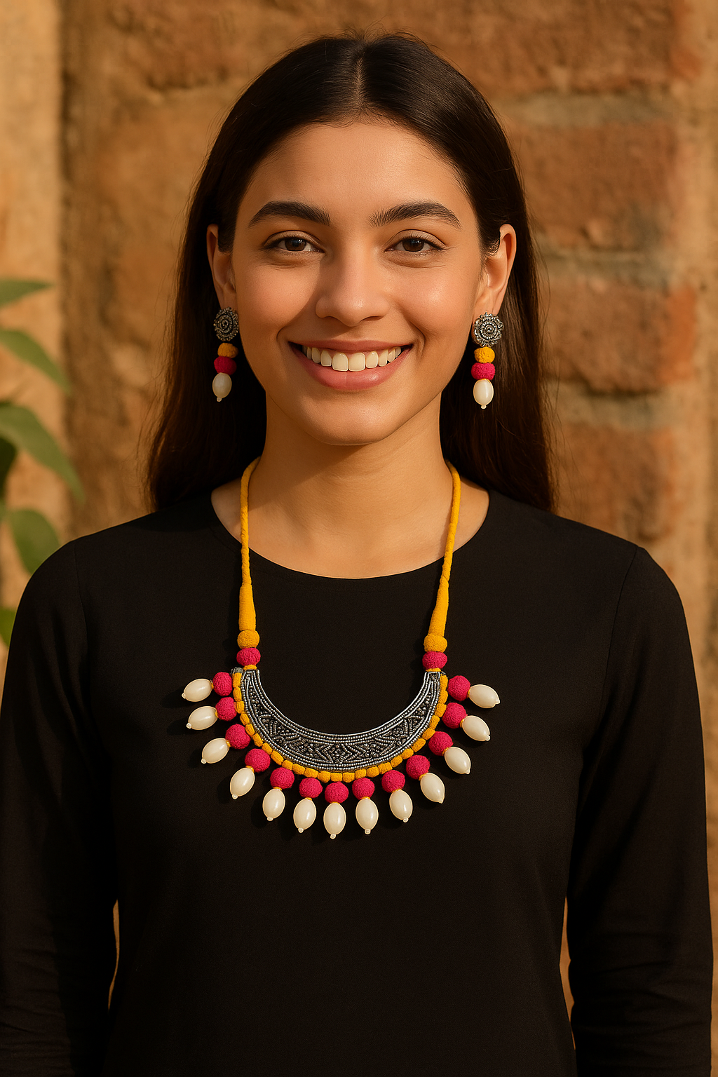 Statement Oxidised Choker Necklace & Earrings Set