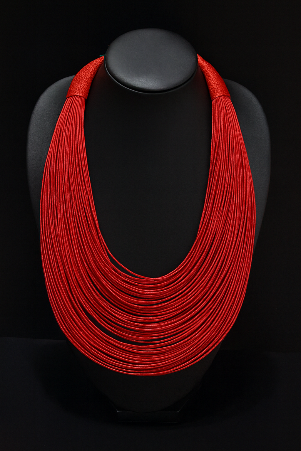 Red Handmade Silk Threads Multi-Layer Statement African Choker Necklace