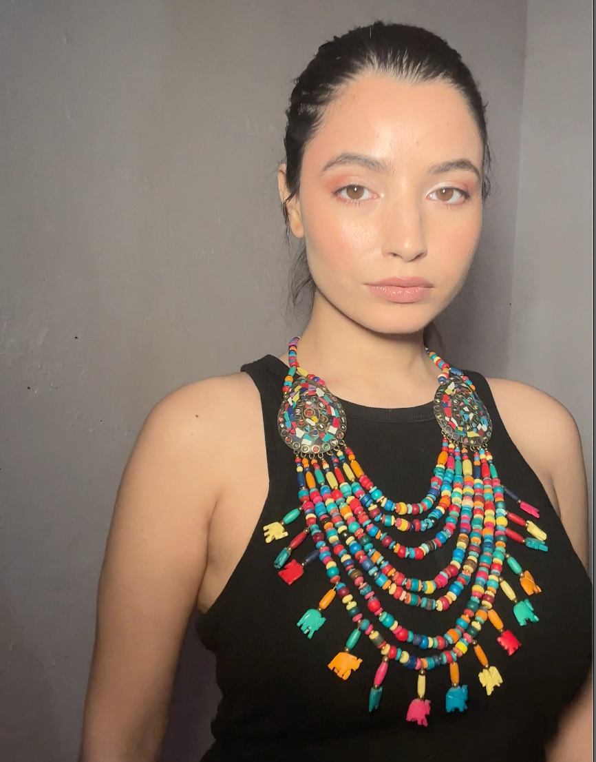 Multi-Color Beads Elephant Motifs Handcrafted Statement African Tribal Necklace