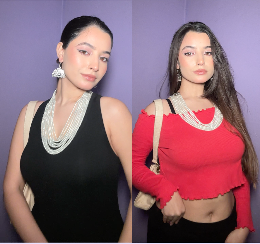 Multi layered White Pearl Beaded Necklace Set